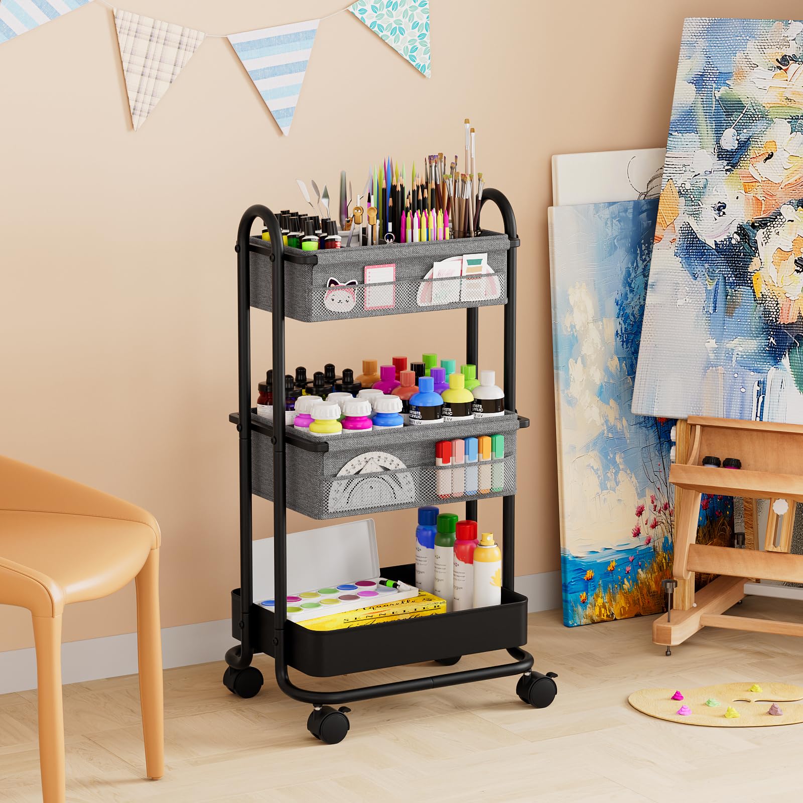 Baby Diaper Caddy Organizer Cart - 3 Tier Rolling Storage