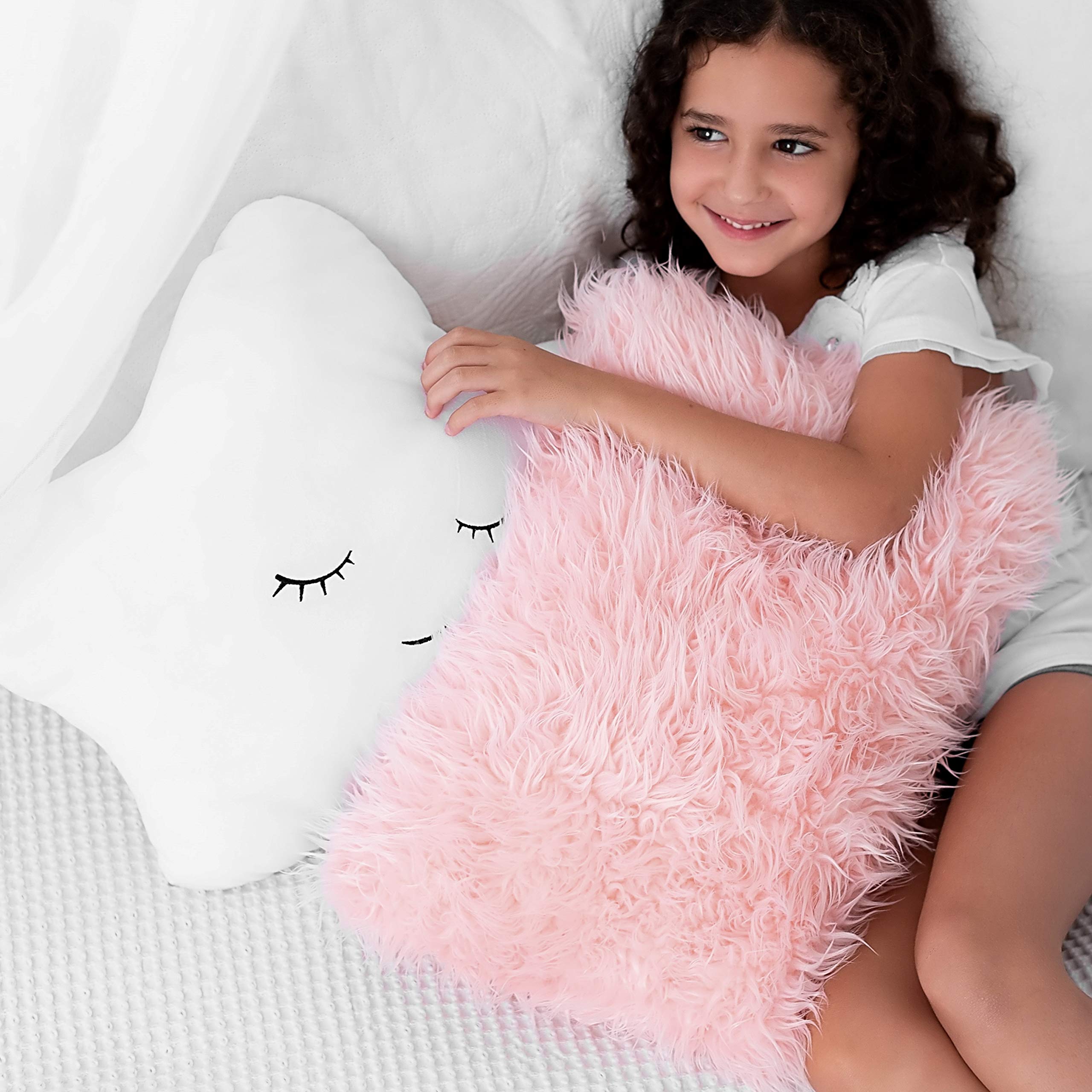 Design Set of 2 Decorative Pillows, Toddler Room. Star Fluffy