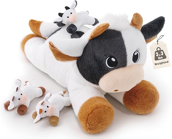 24" 4.4 Pounds Weighted Cow Stuffed Animal, Big Stuffed Animals
