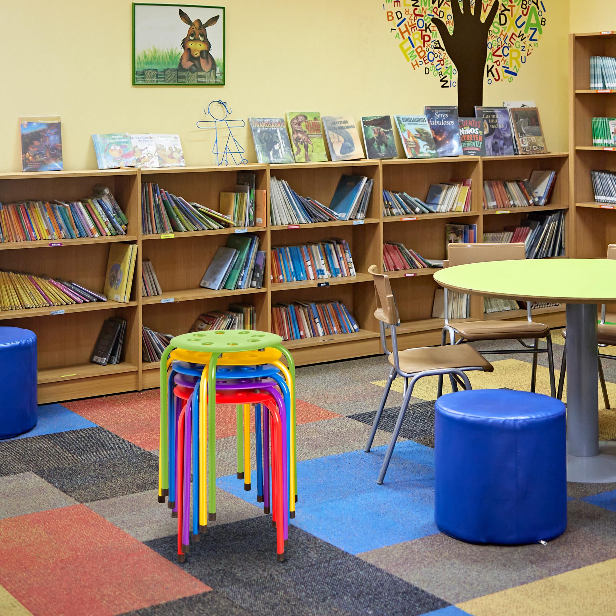 Stacking Stools Set of 5 - Portable Classroom and Office Seating