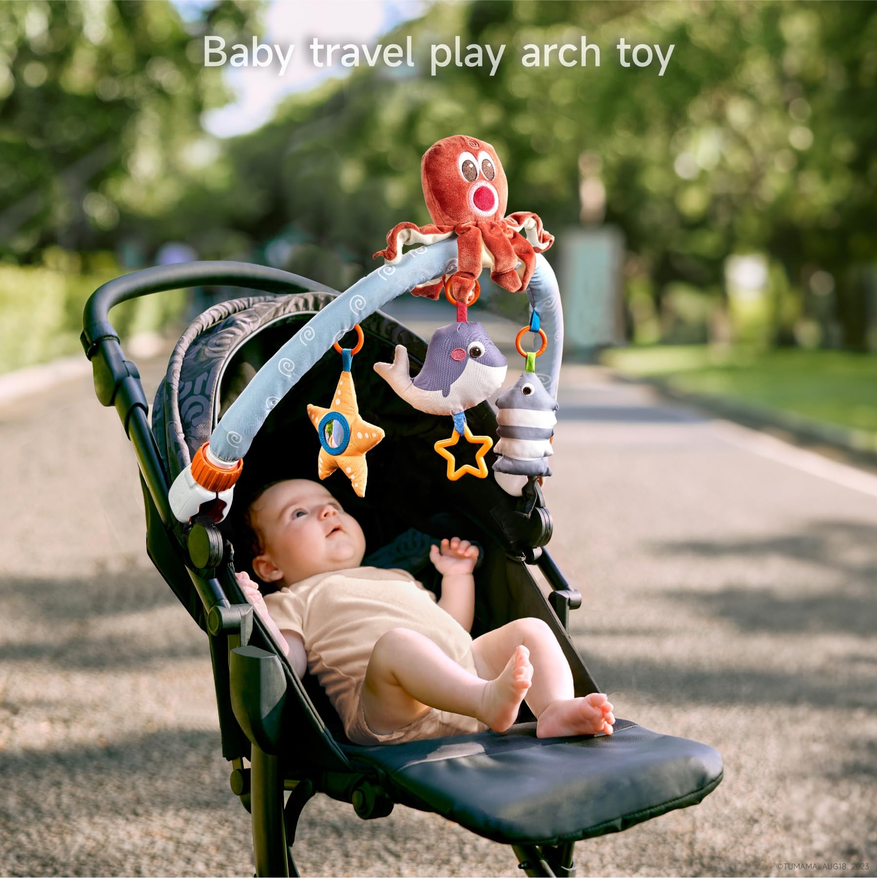 Clip-On Crib Activity Arch Toy, Stroller Car Seat Hanging Toy, Newborn Plush Octopus Toy