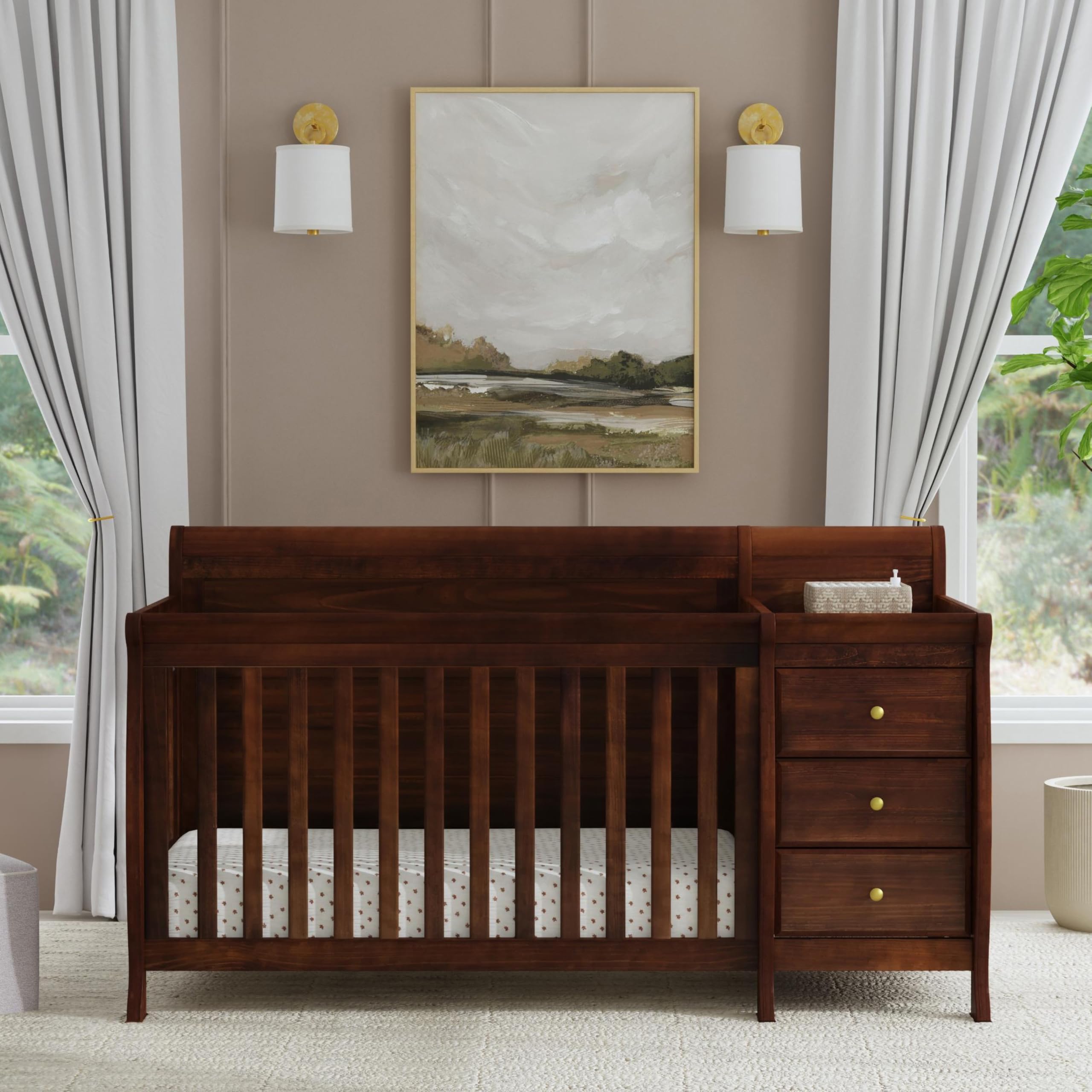 4-in-1 Convertible Crib with Changing Table