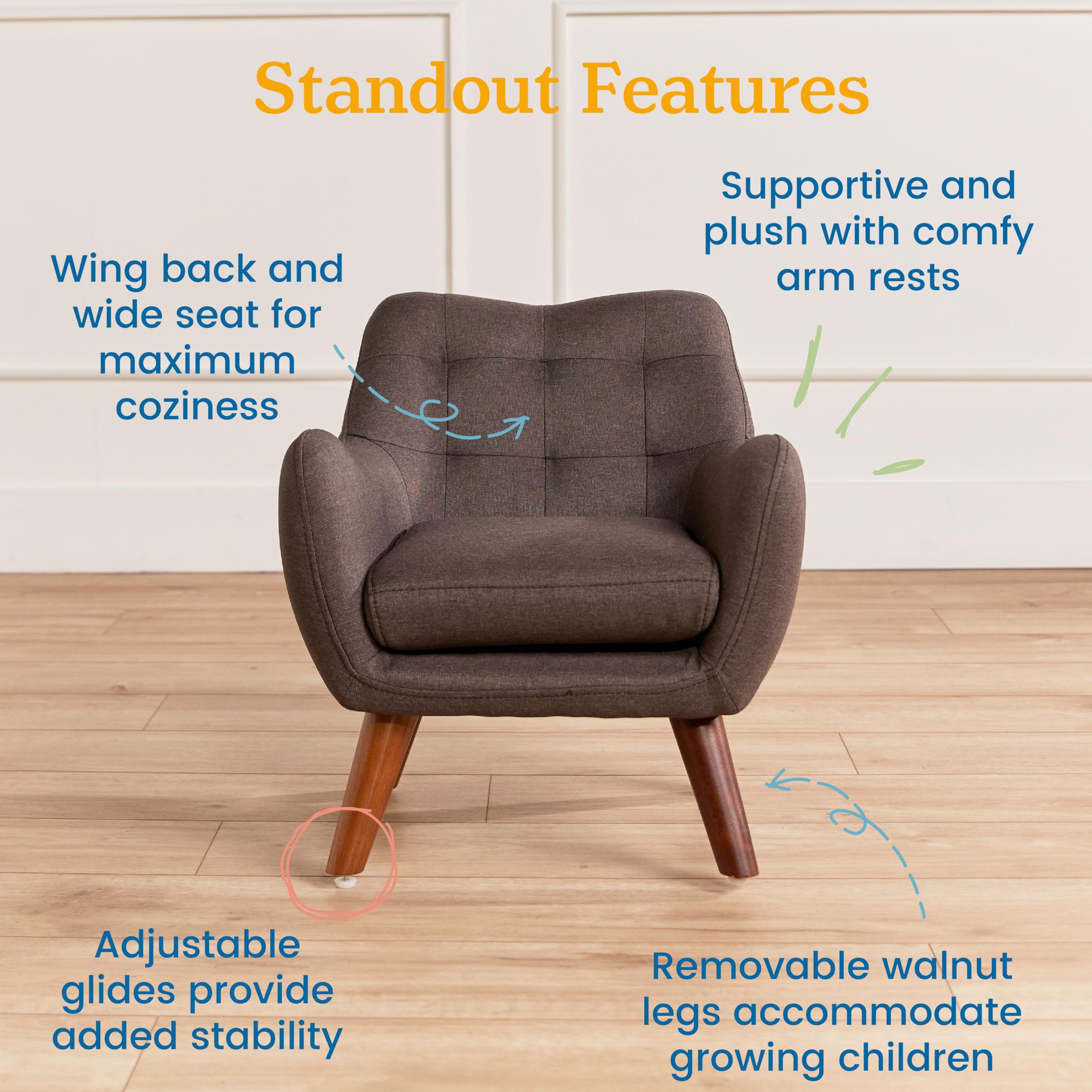 Kids Upholstered Armchair with Removable Legs