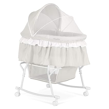 Me Lacy Portable 2-in-1 Bassinet & Cradle in White, Lightweight