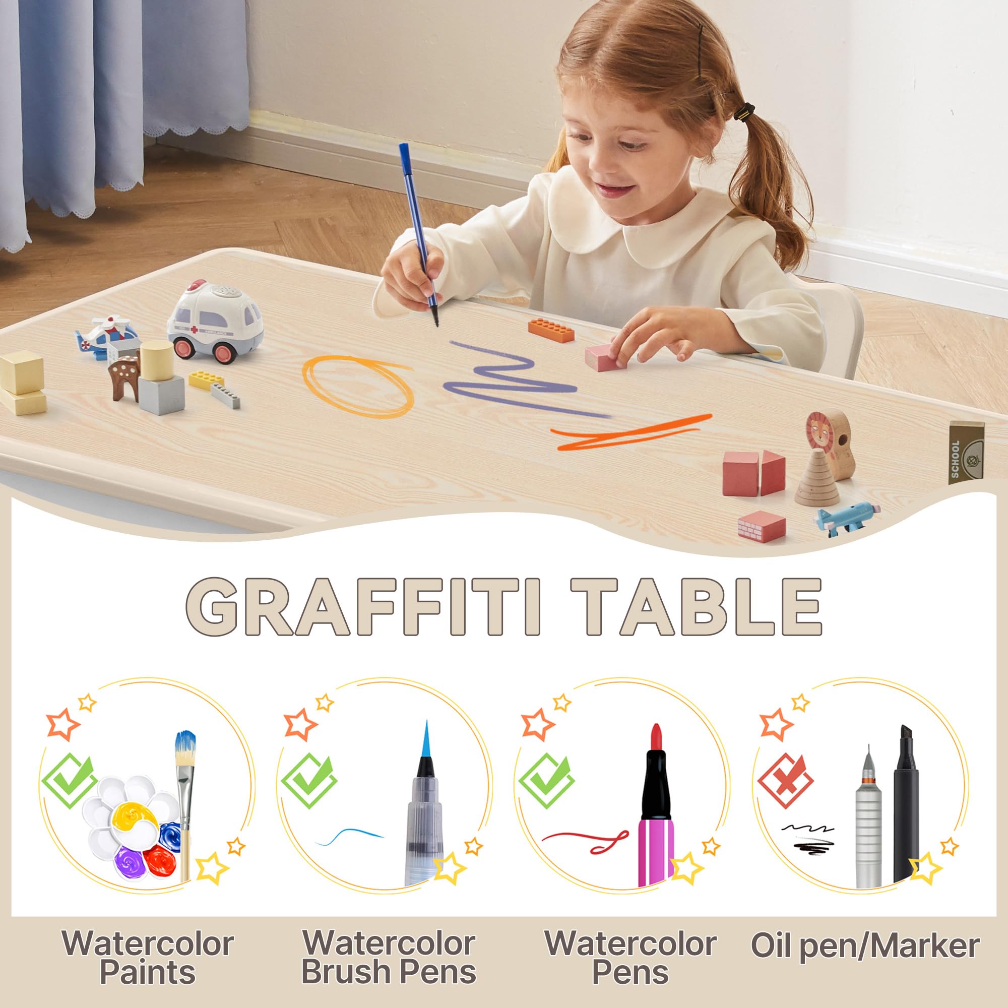Height Adjustable Kids Table and Chair Set