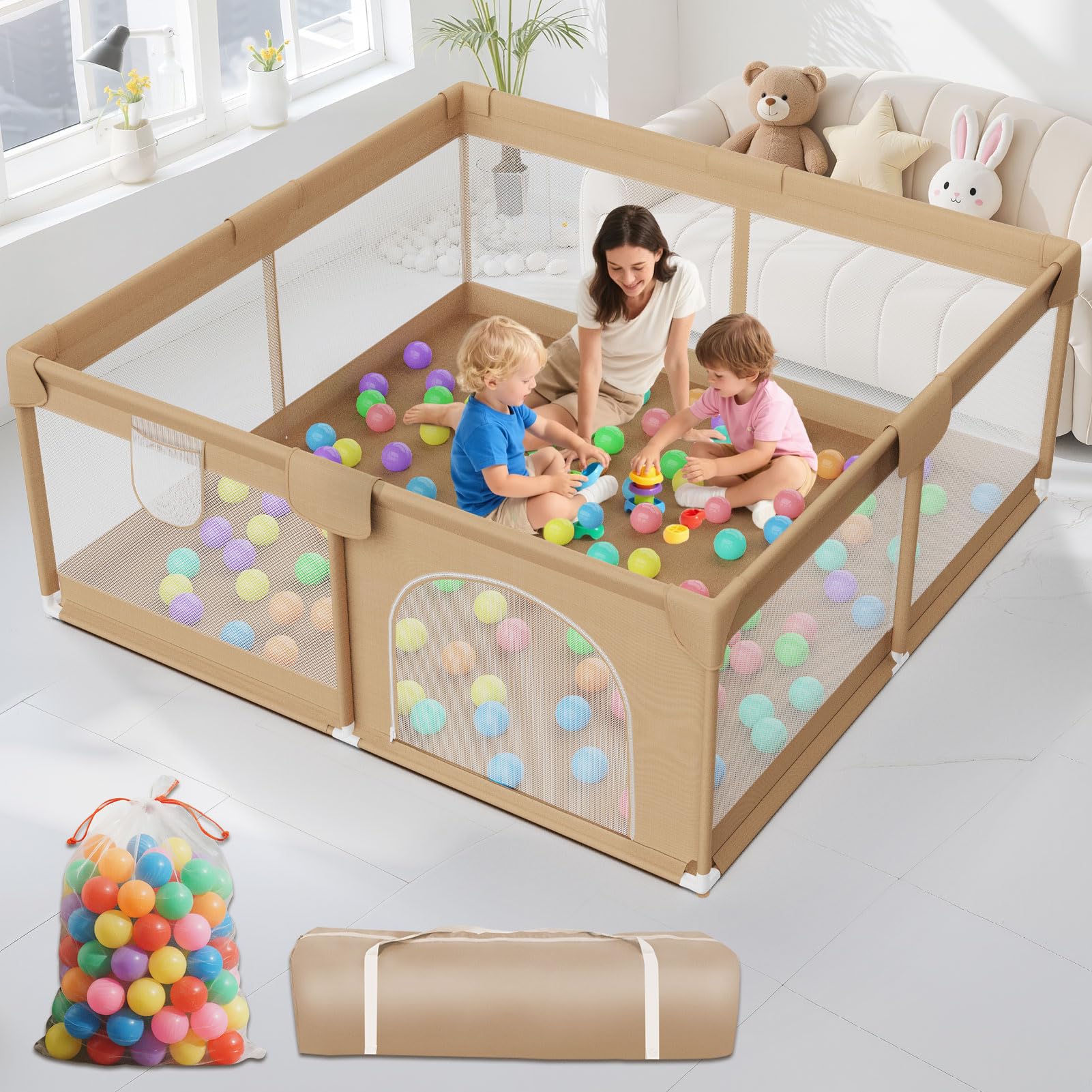 Extra Large Baby Playpen 64x64 Inch with Ocean Balls