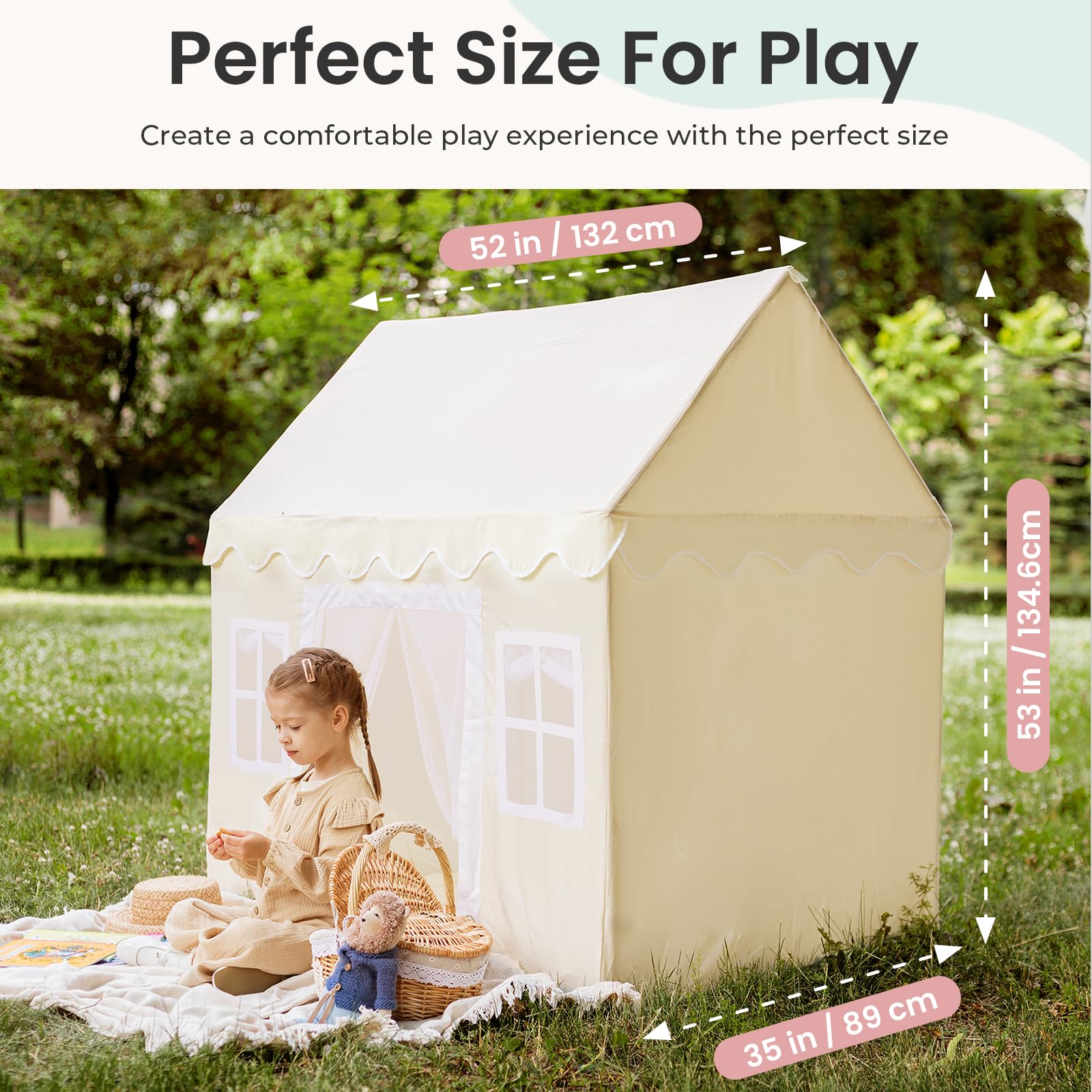 Kids Play Tent with Padded Mat and LED Lights