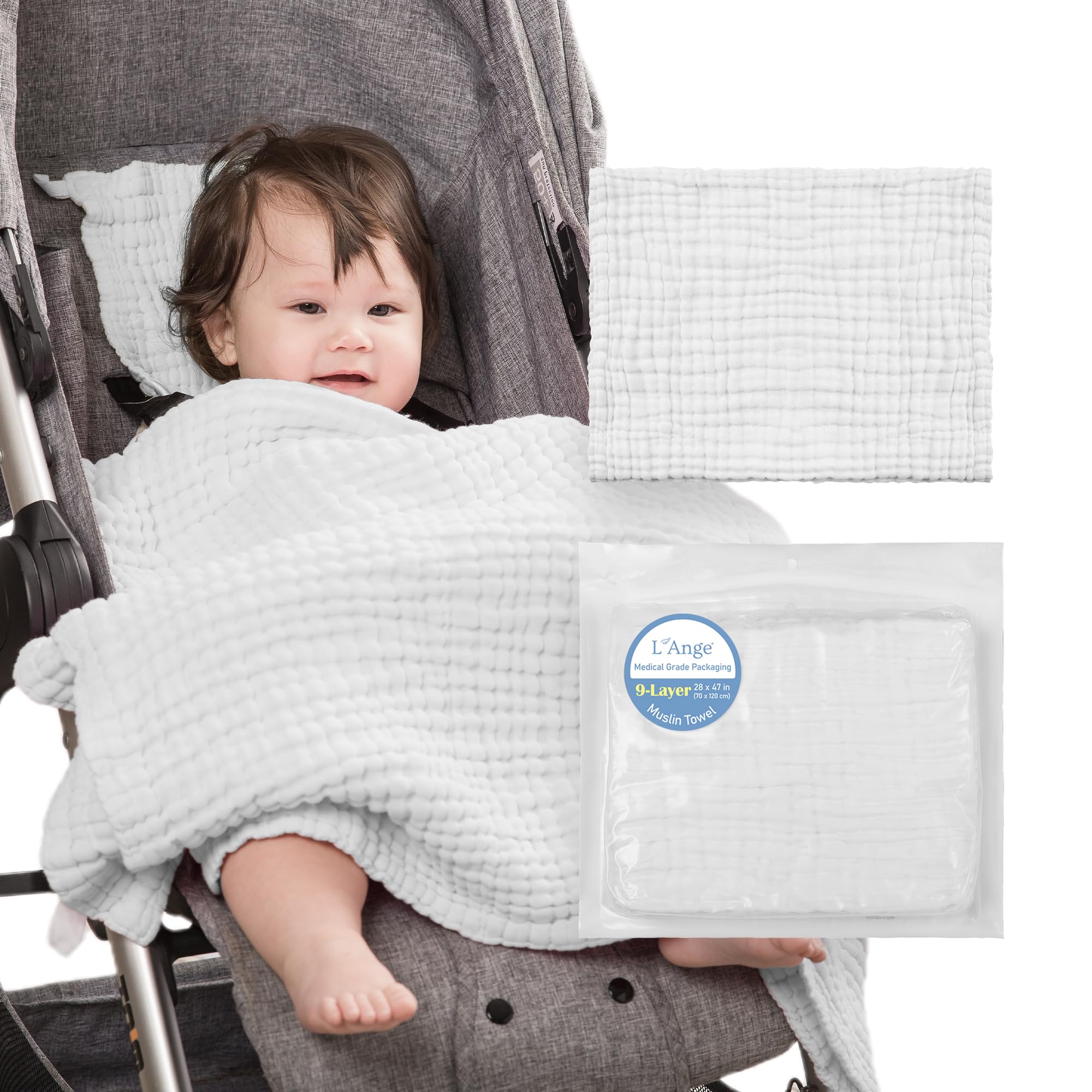 Bath Towel - 9 Layers 100% Cotton Muslin, Super Quick Dry, Medical