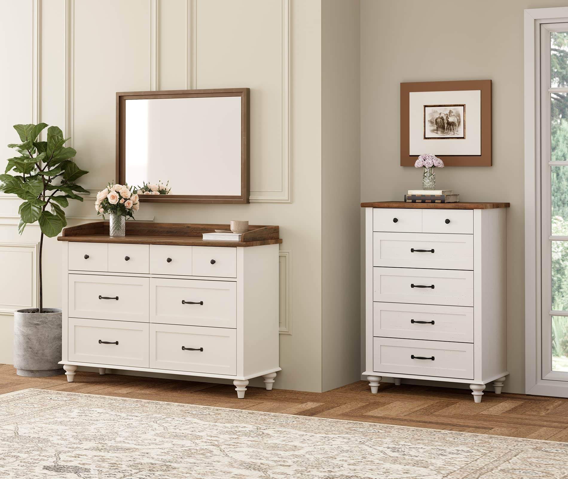 Dresser for Bedroom Set of 2, 1 Dresser for Kids Bedroom with 6 Drawers,