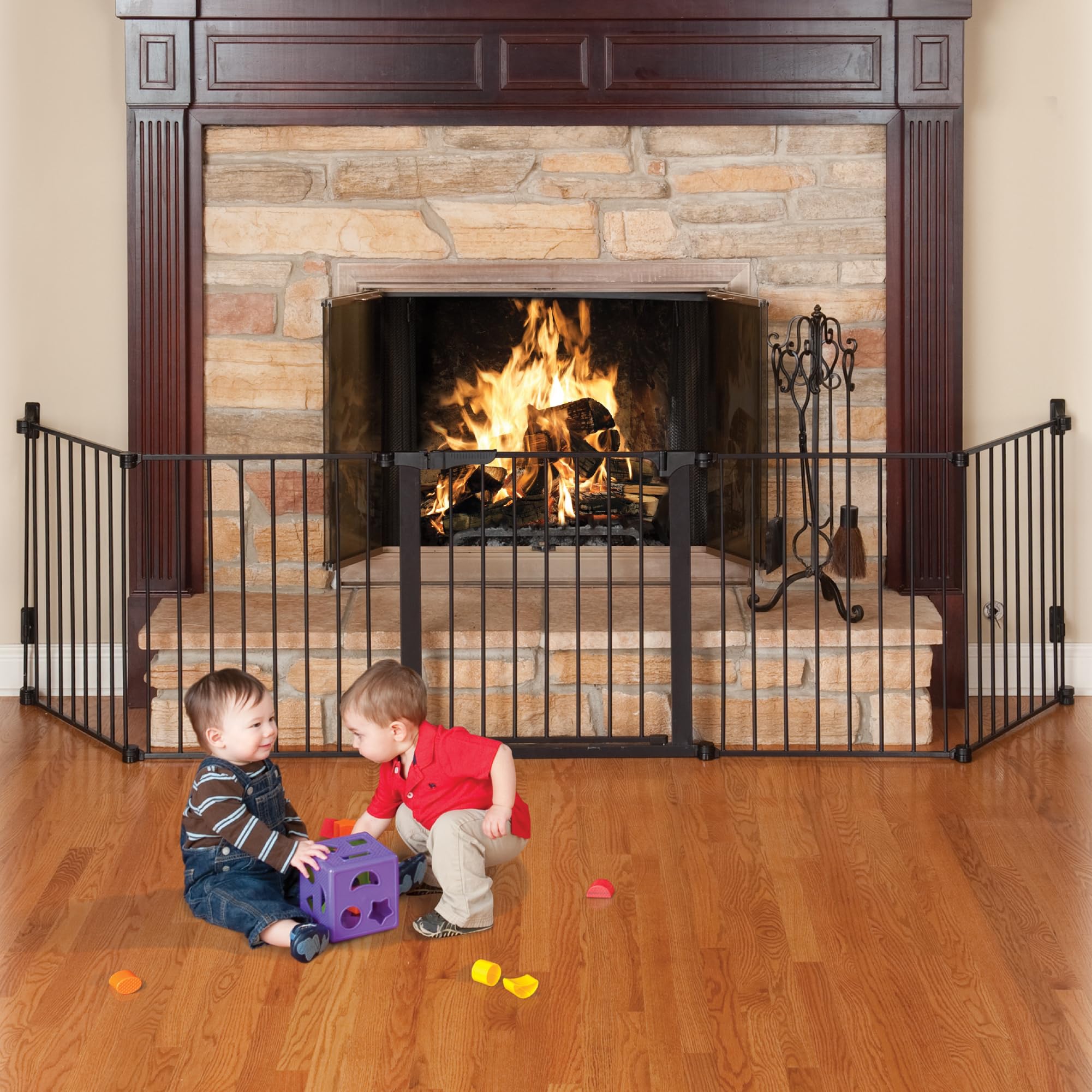 Custom Fit Auto Closing HearthGate Baby or Fireplace Gate Enclosure, Fireplace Fence