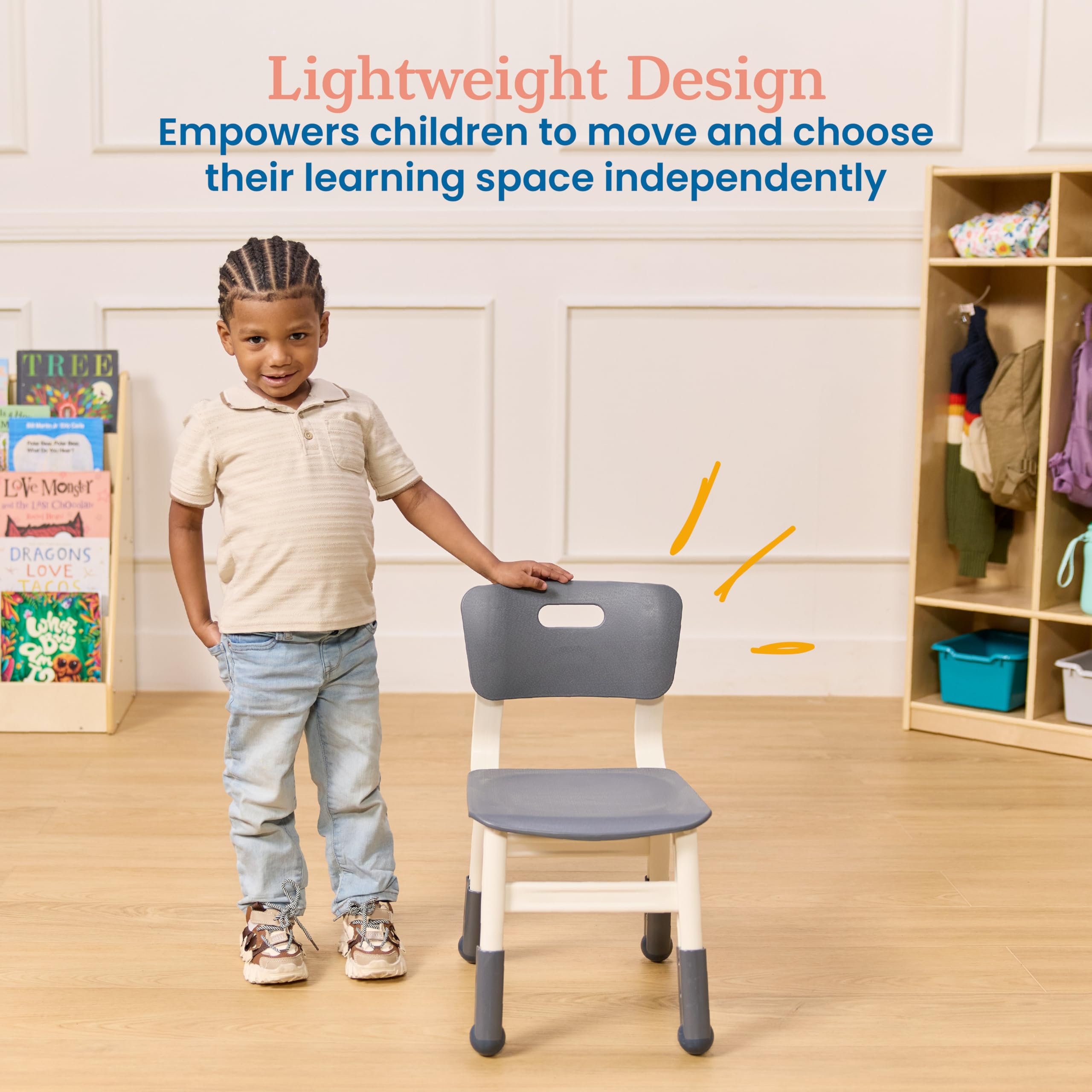 Adjustable Height Kids Chairs - Grey 2-Pack