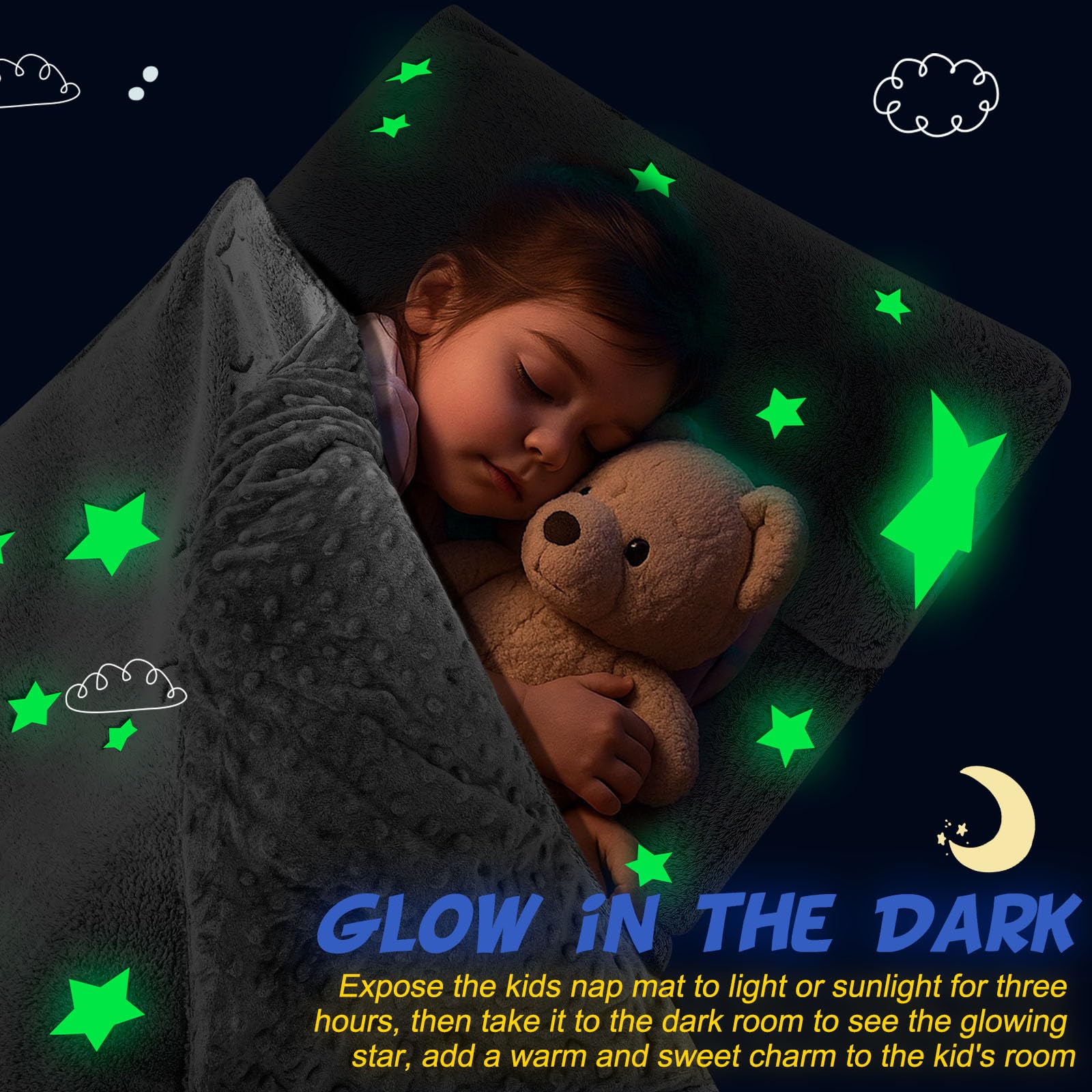 Toddler Nap Mat with Removable Pillow and Blanket