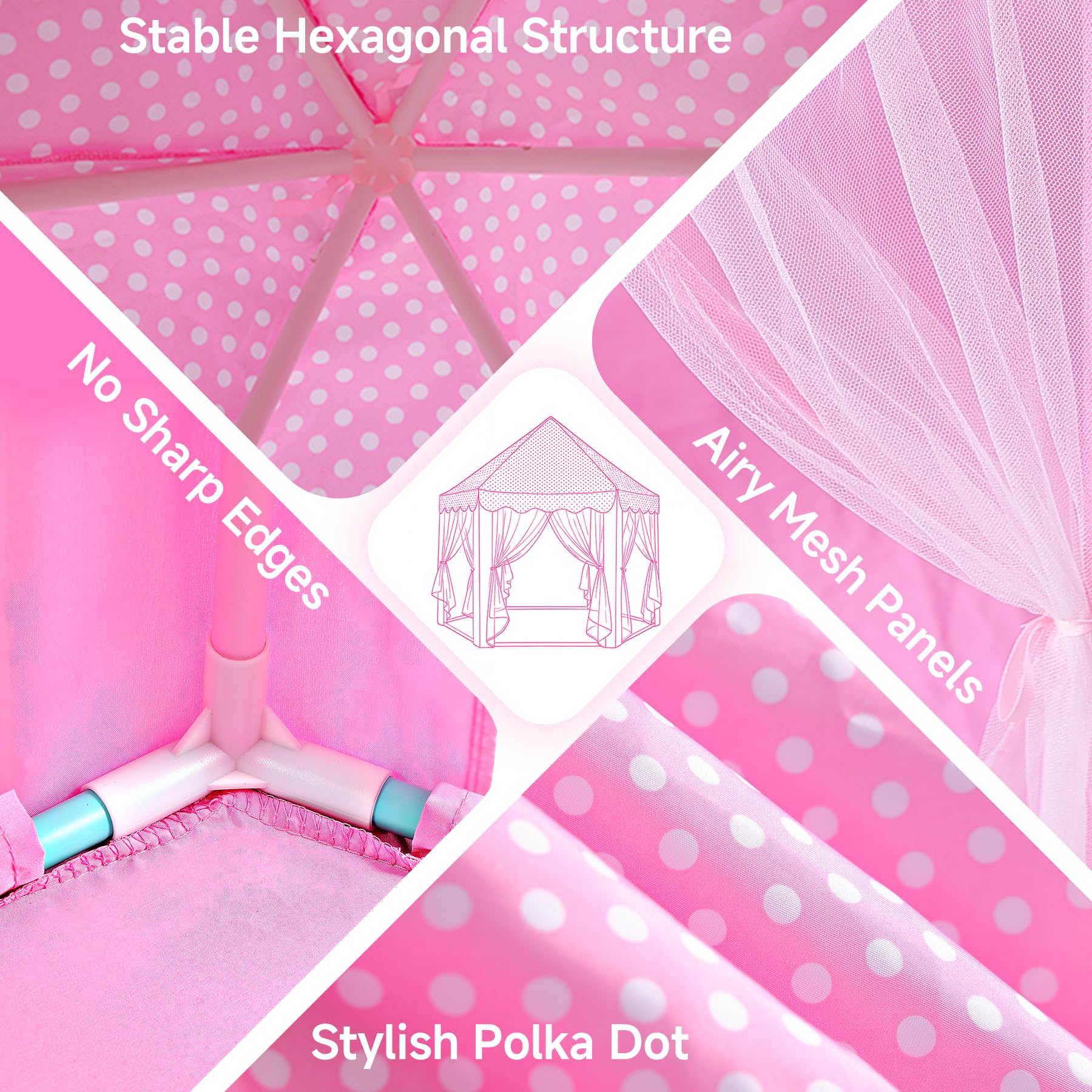 Princess Castle Play Tent with Star Lights