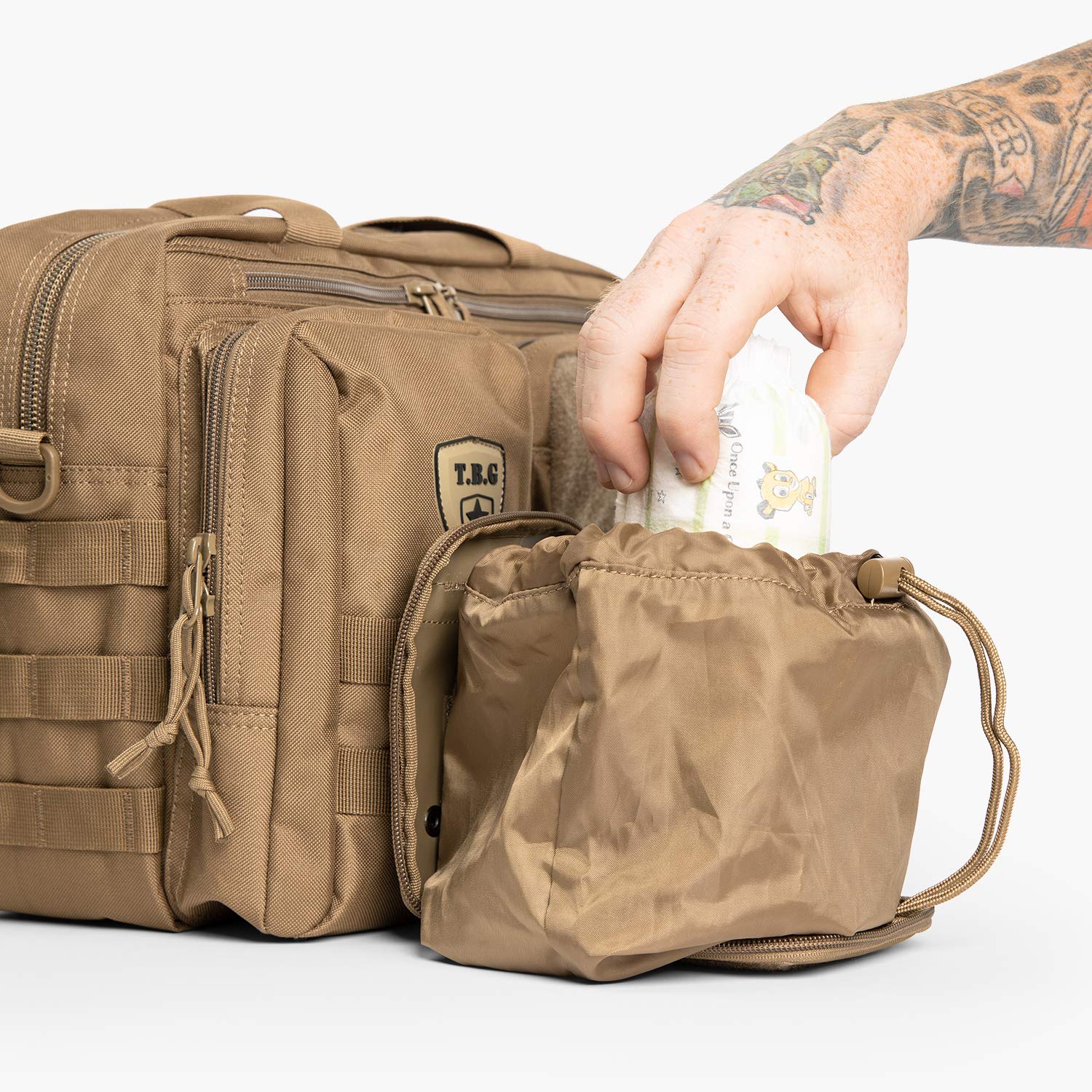 Dirty Diaper Dump Pouch for Tactical Diaper Bag - Removable & Washable (Coyote Brown)