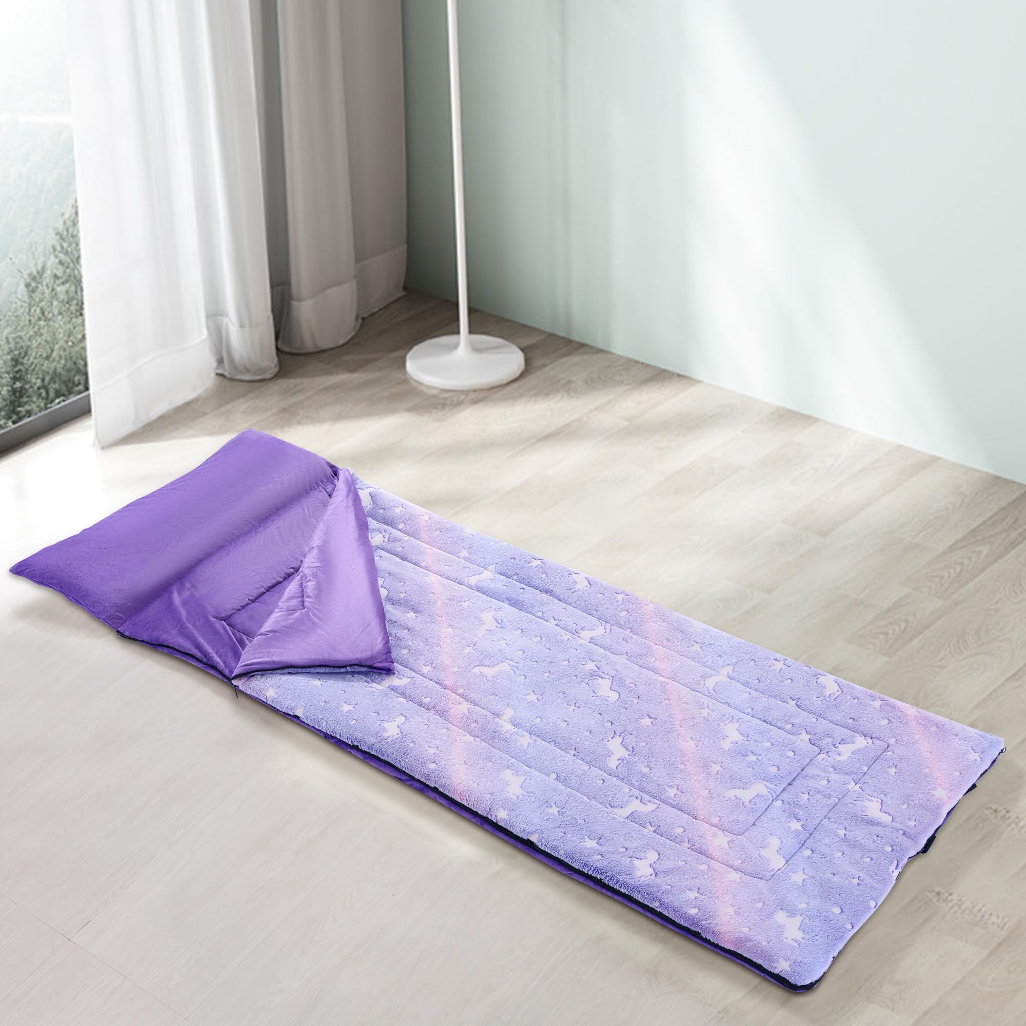 Glow in The Dark Sleeping Bags for 10~12 Years Old Kids, Soft Kids Nap