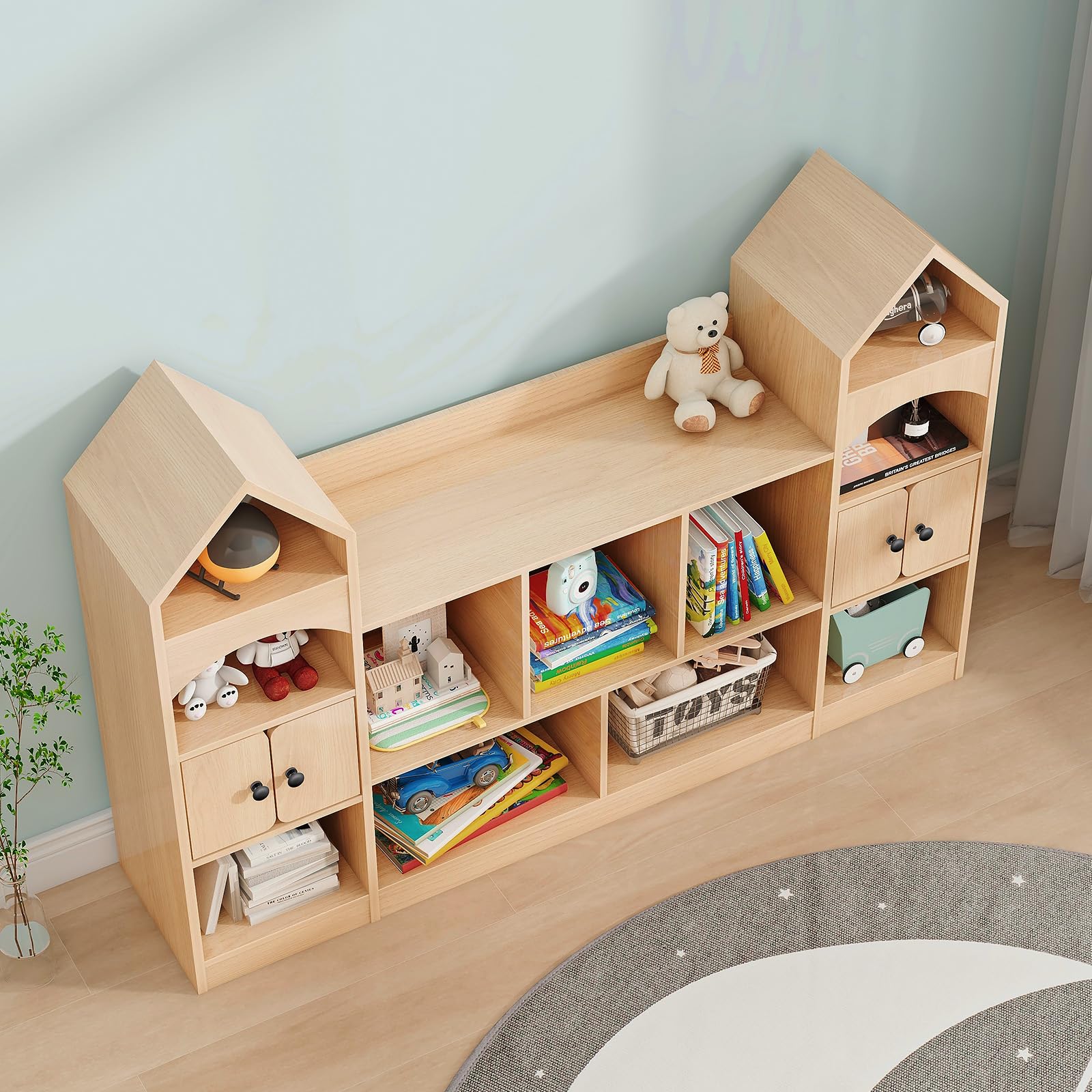 Kids Bookcase and Toy Storage Organizer, Children Bookshelf