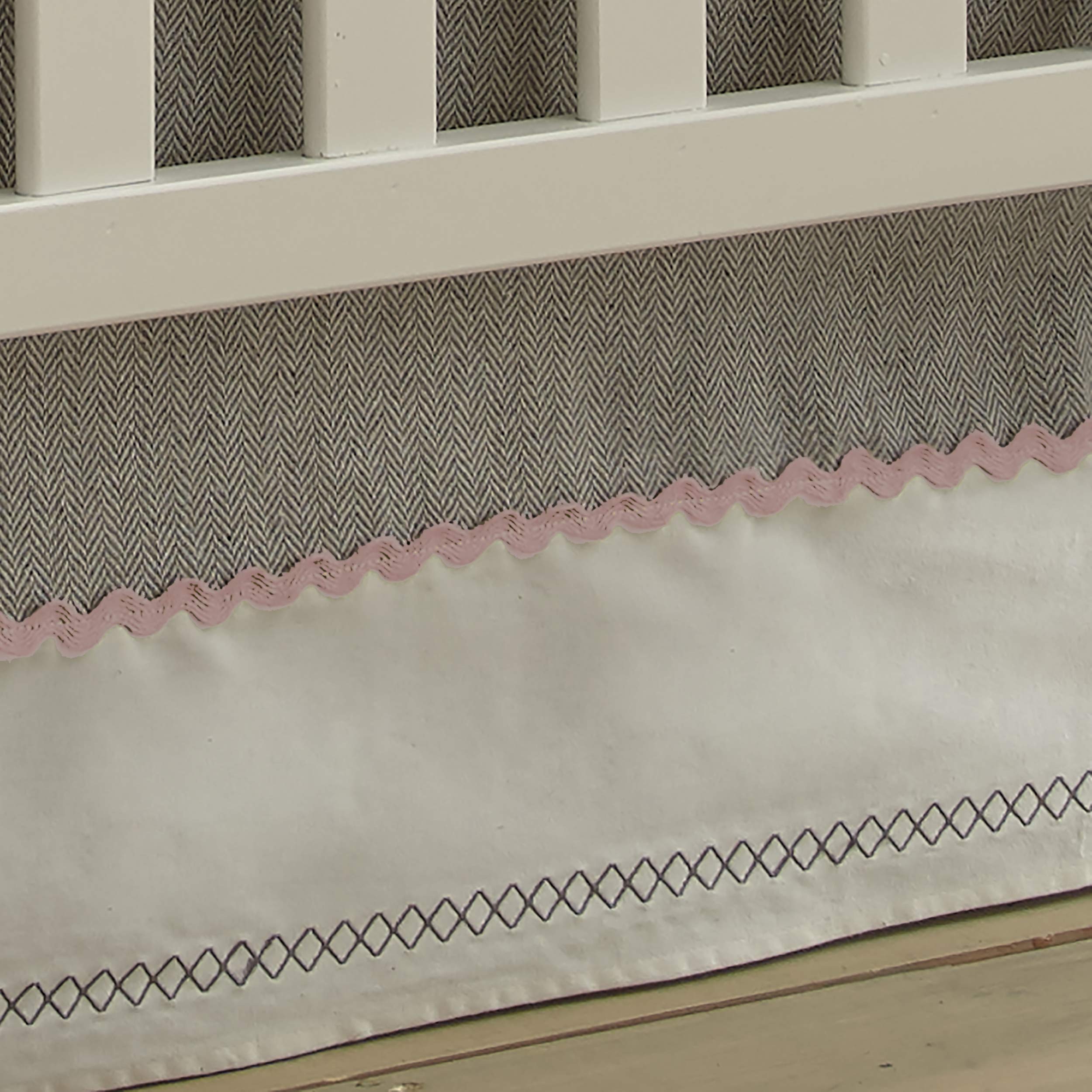 Night Owl Pink Crib Bed Set - Baby Nursery Set - Pink, Grey, White