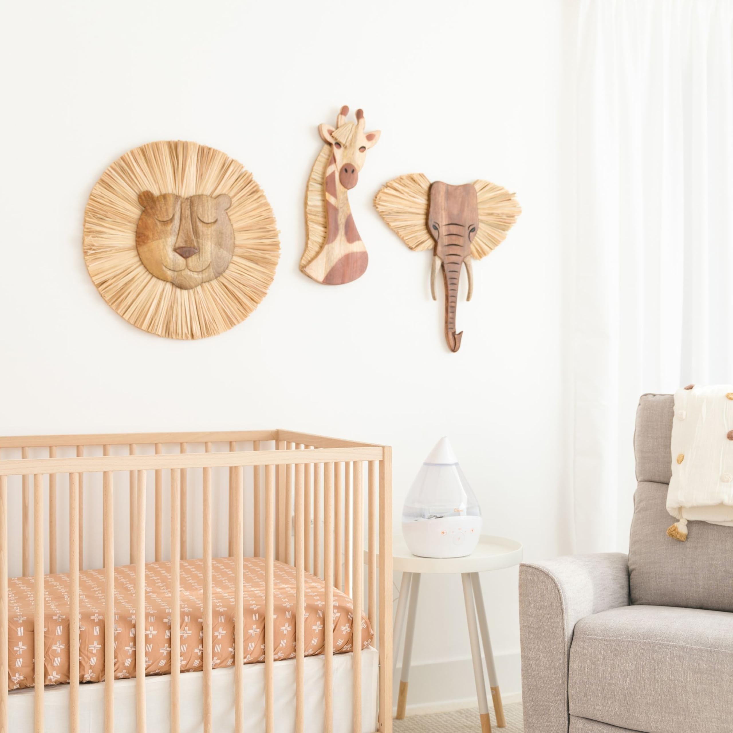 Wooden Safari Wall Decor, Wood Animal Nursery Wall Art, Boho Gender