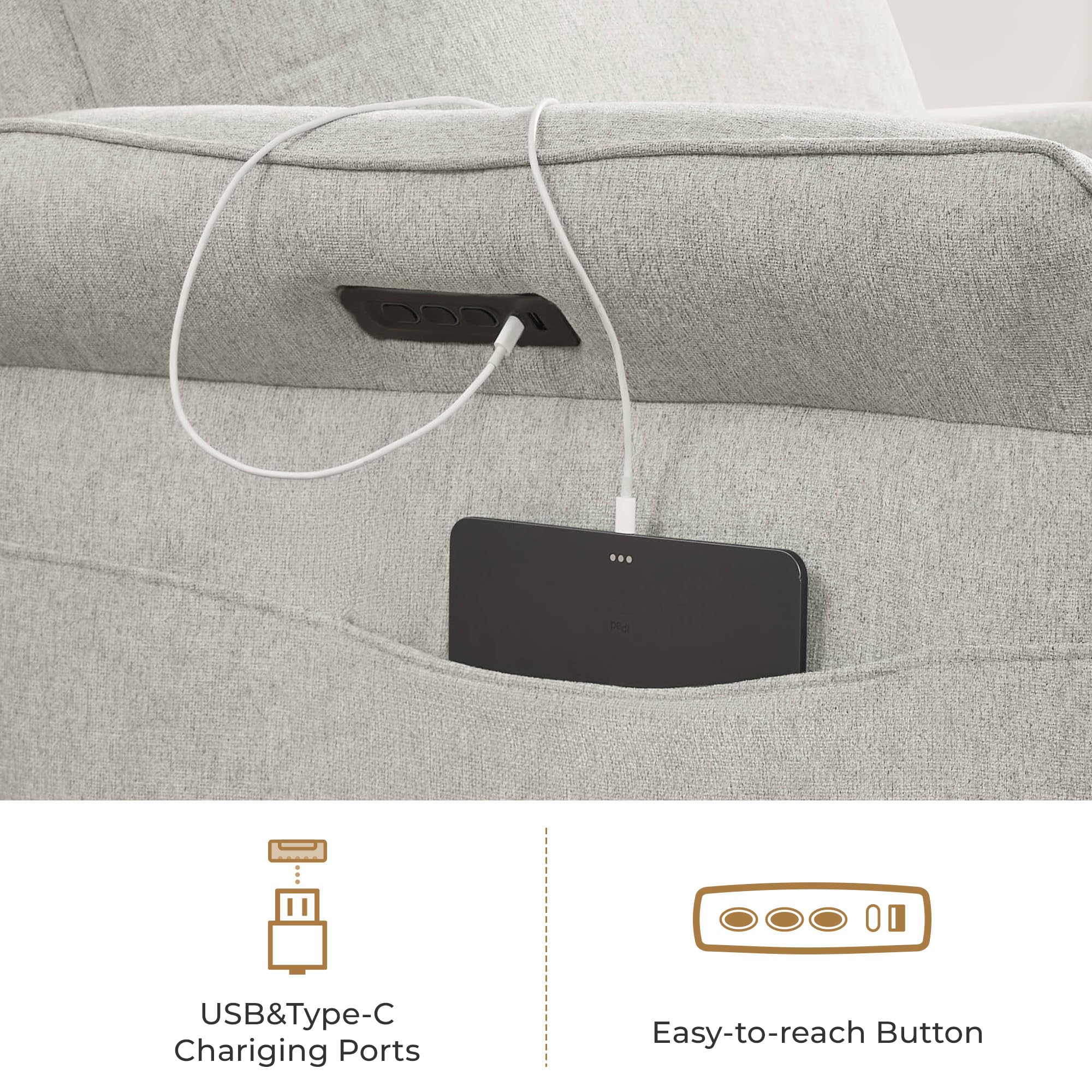 Electric Triple-Motor Power Recliner Nursery Glider Chair