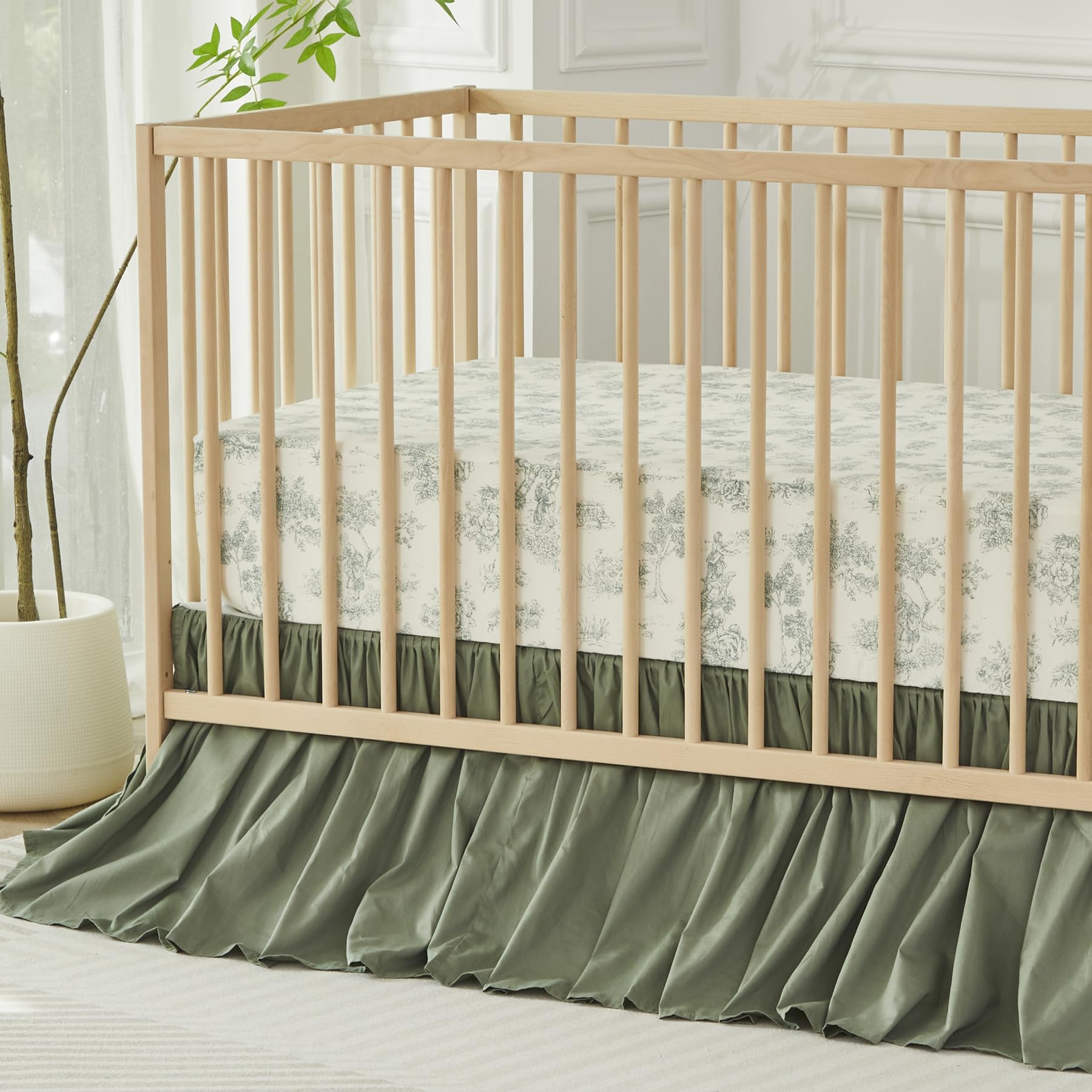 Vintage Green Toile Crib Bedding Set