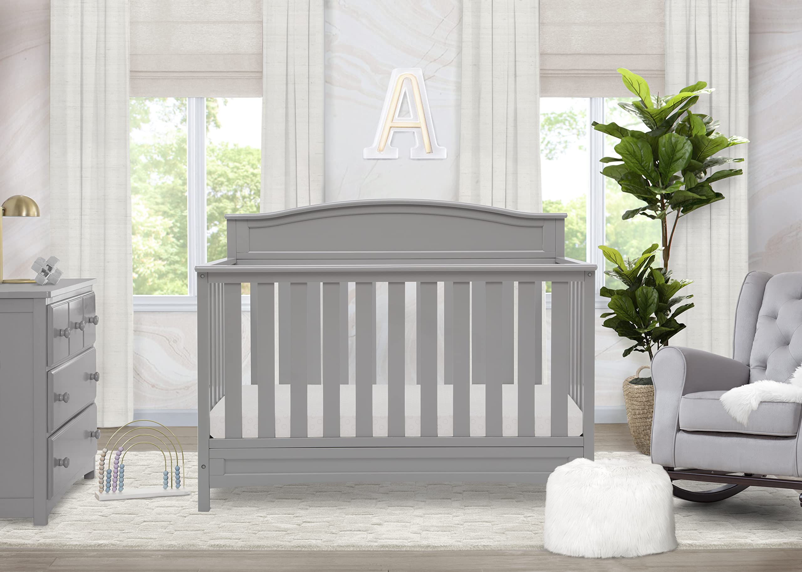 Emery 4-in-1 Convertible Baby Crib, Pack of 1, Grey