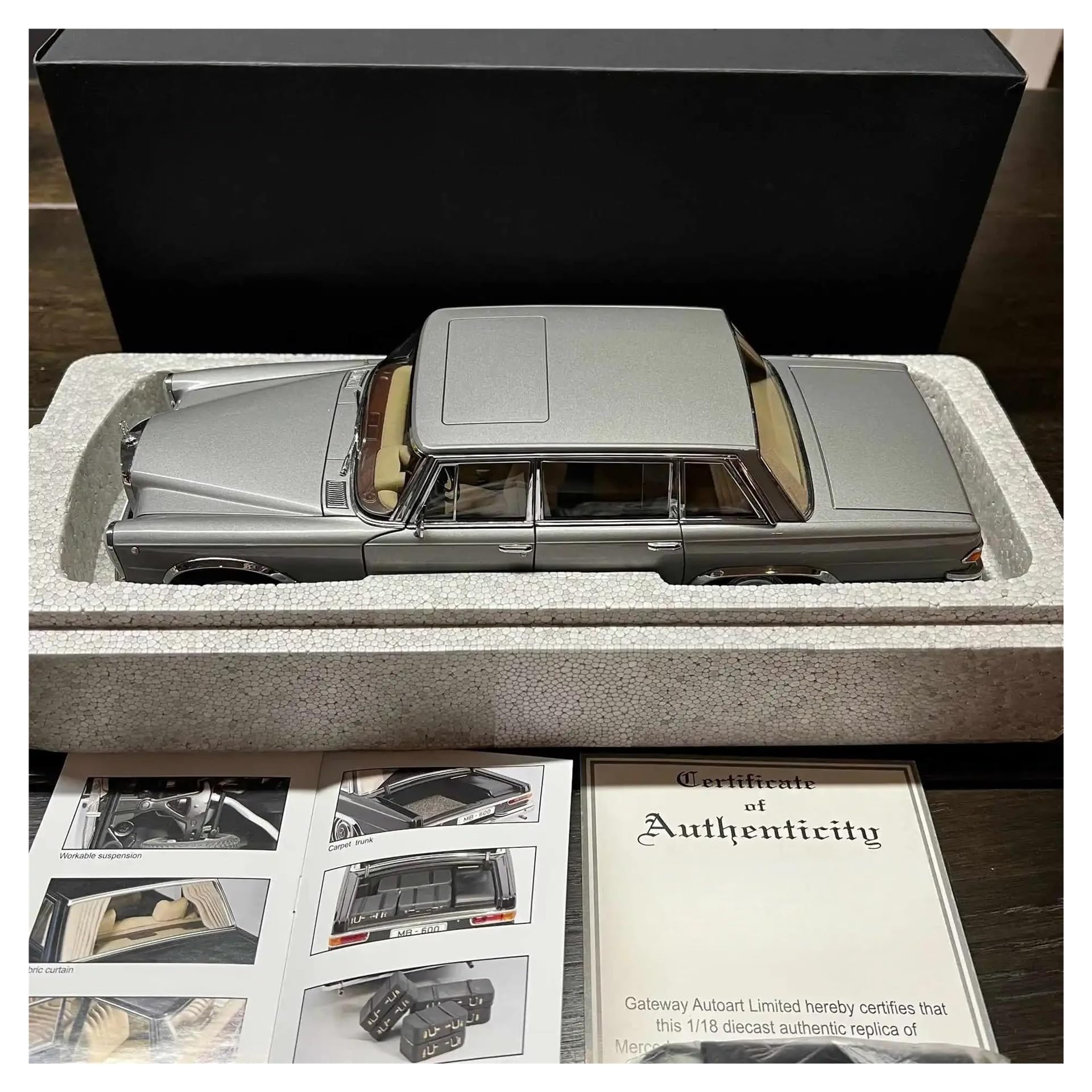Resin Car Vehicle Model Fit for Pullman 600 1 18 Silver Alloy Fully Open Simulation Limited