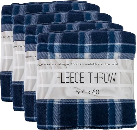 24 Pack Bulk Plaid Sherpa Fleece Throw Blankets 50 x 60 for Wedding Guests