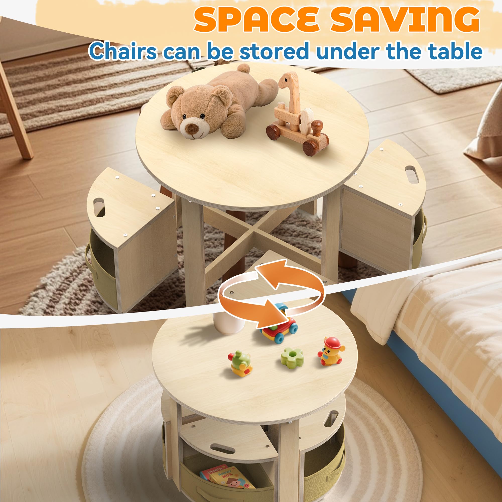 Toddler Activity Table with Storage Stools