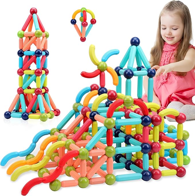 Magnetic Sticks STEM for Kids: 3 4 5 6 7 8+ Year Old 110pcs Educational Magnetic