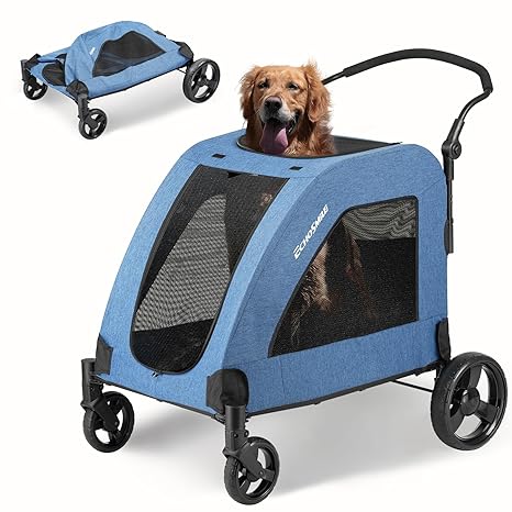 XL Extra Large Dog Stroller - Adjustable Handles,Lightweight Folding Pet Stroller