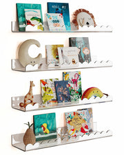 4 Pack Clear 15.7 Inches Acrylic Book Shelf for Kids Room
