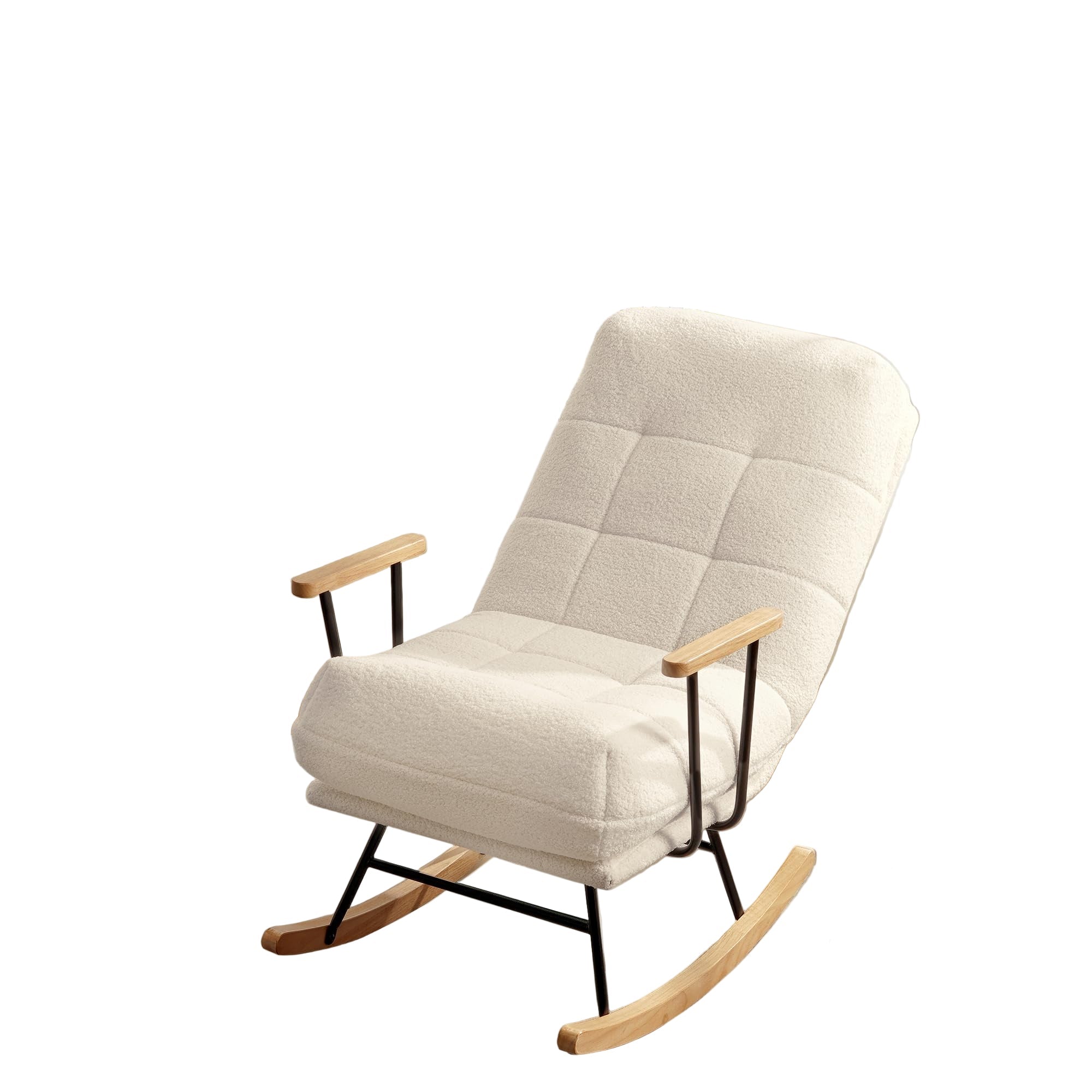 Wide Rocking Chair Nursery, Oversized Upholstered Glider with High