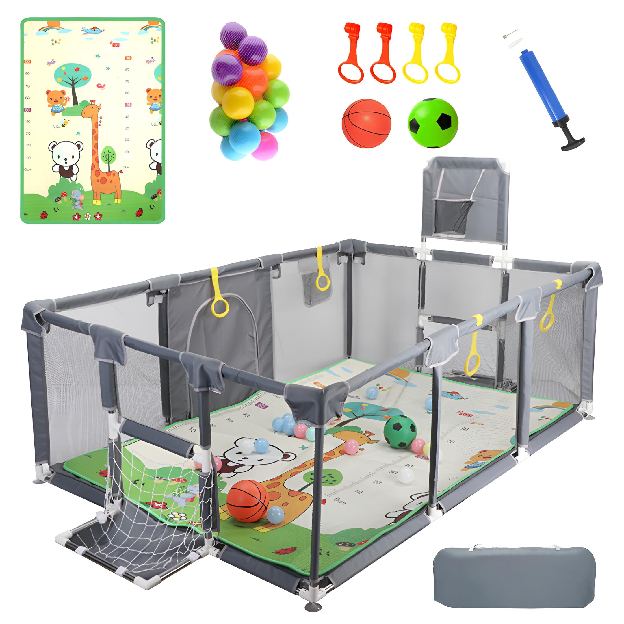Large Baby Playpen with Basketball Hoop and Soccer Net