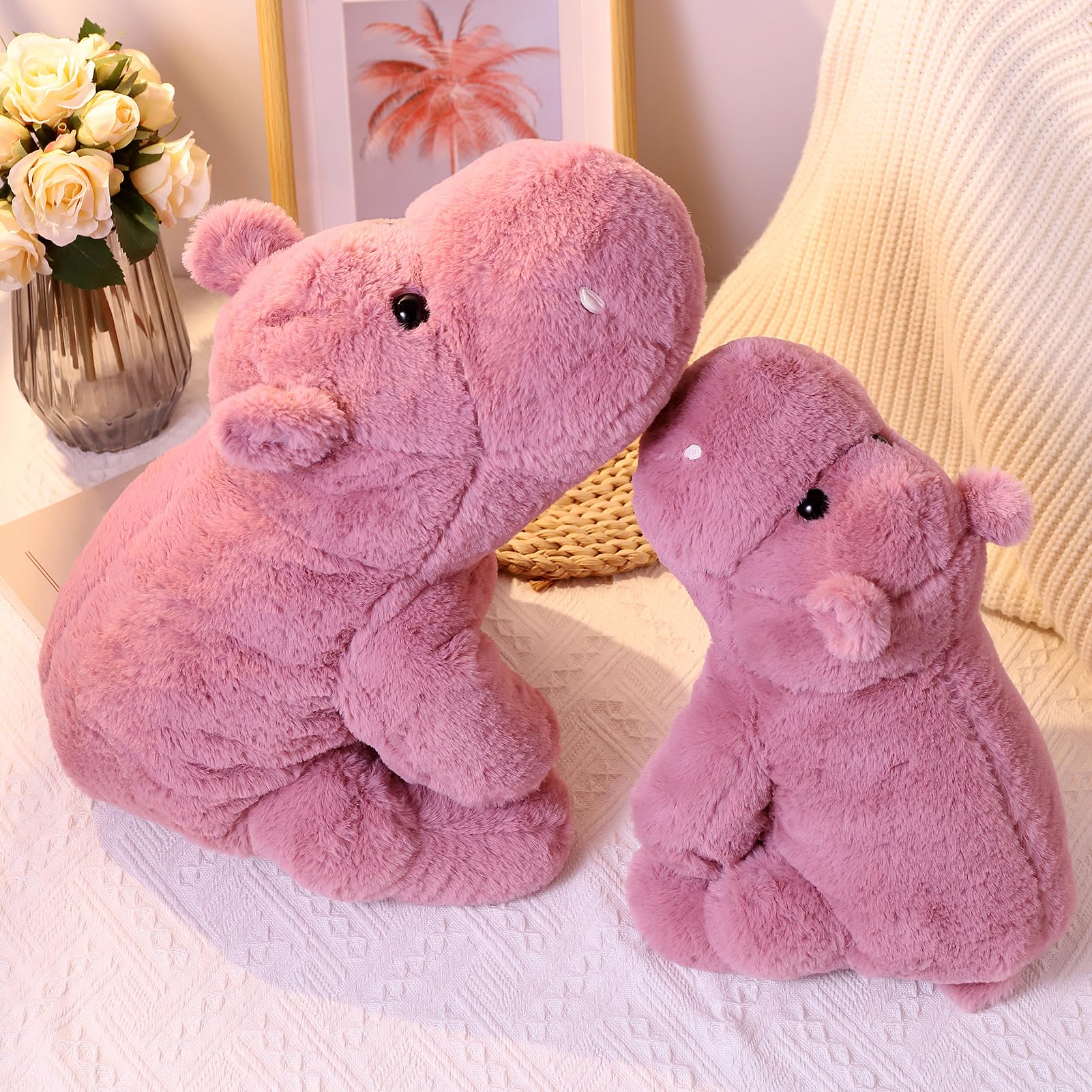 Weighted Stuffed Animals, Soft Pink Hippo Plush