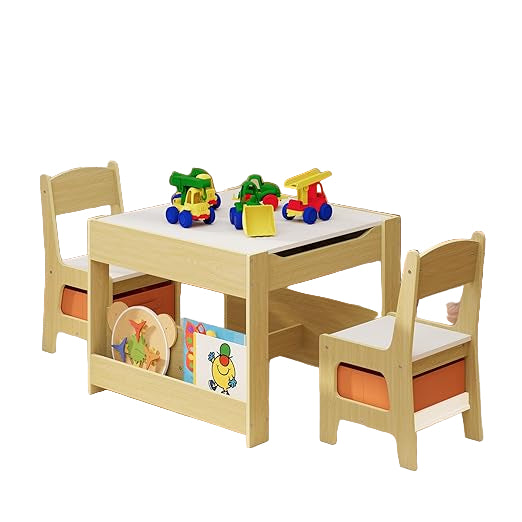 4-in-1 Kids Table and Chair Set with Removable Tabletop Storage