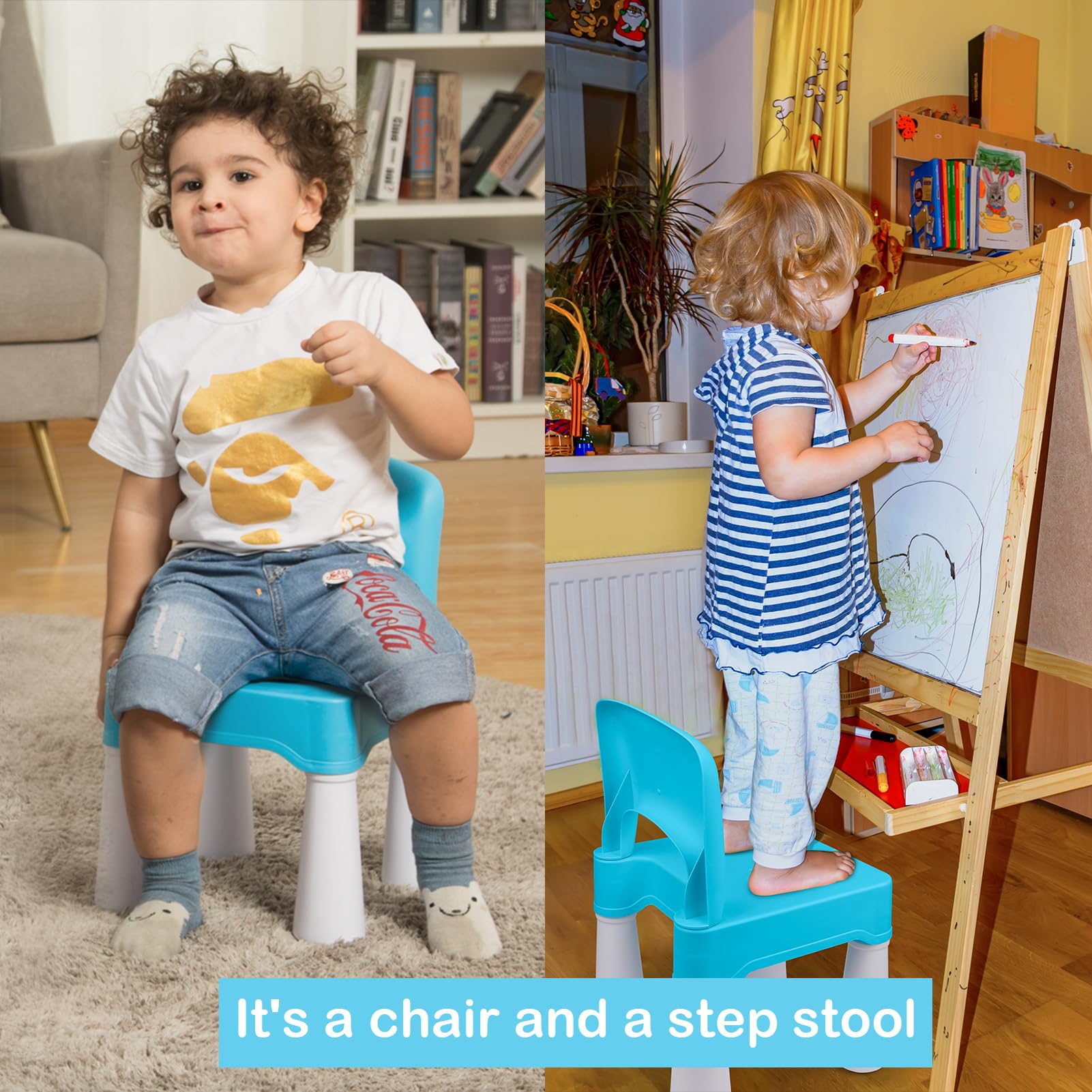 Plastic Toddler Chair with 9.3" Seat Height for Ages 2-4