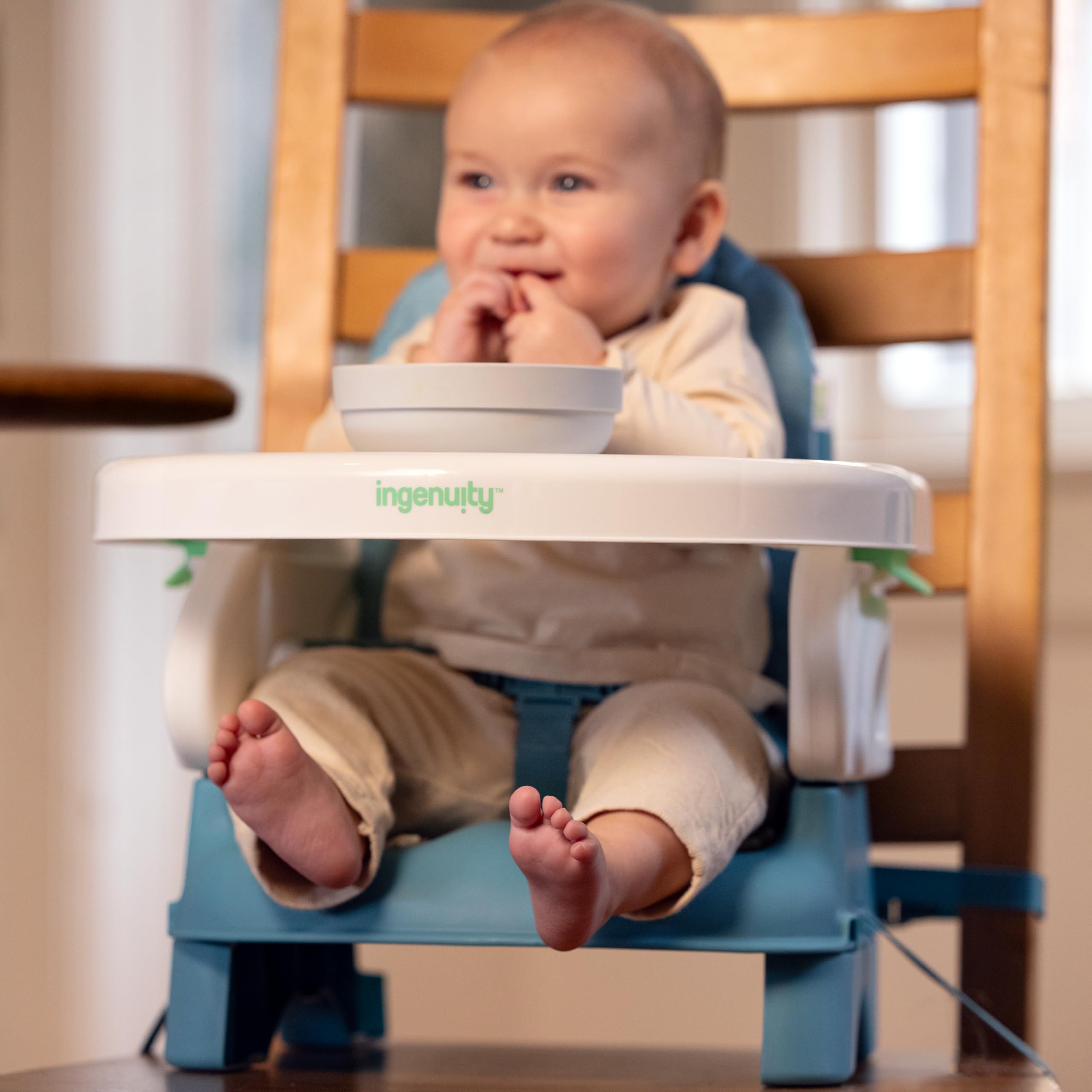 Folding Booster Seat with Adjustable Height and Cushioned Comfort