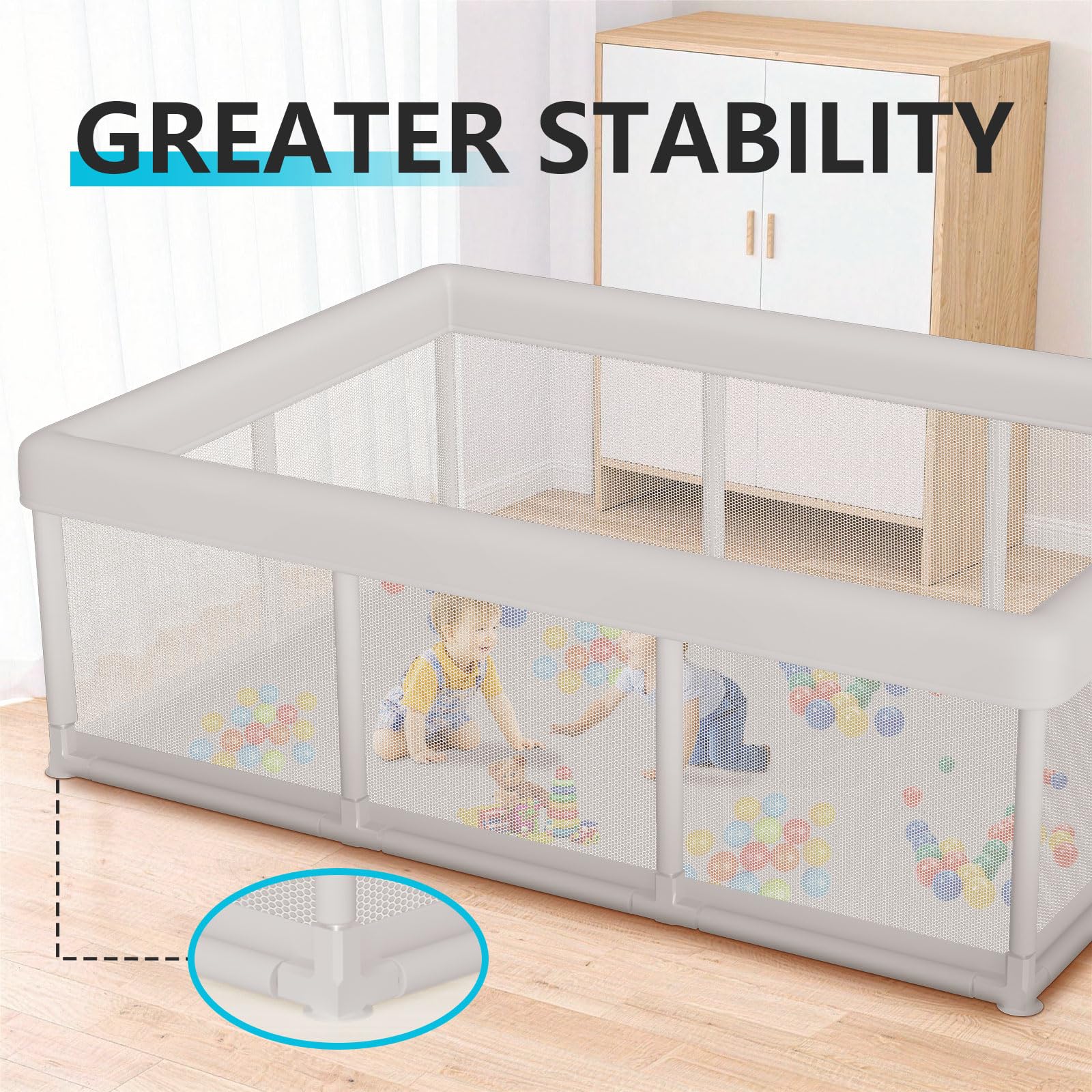 Baby Playpen Safety Gate Mesh Play Yard
