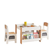 Kids Table and Chair Set,4 in 1 Toddler Desk with Storage Drawer