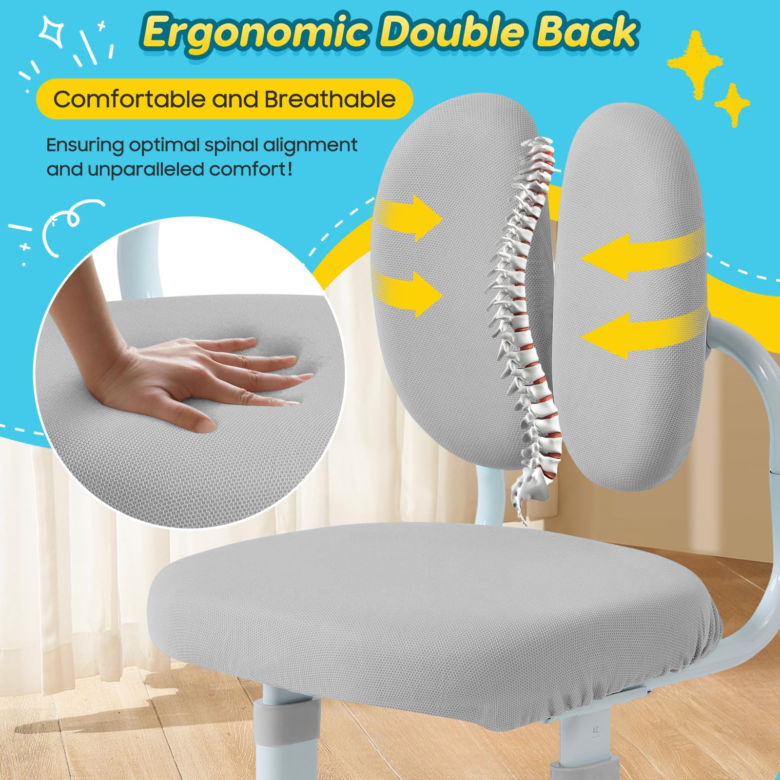 Ergonomic Kids Desk and Chair Set with Adjustable Height and Tilting Desktop