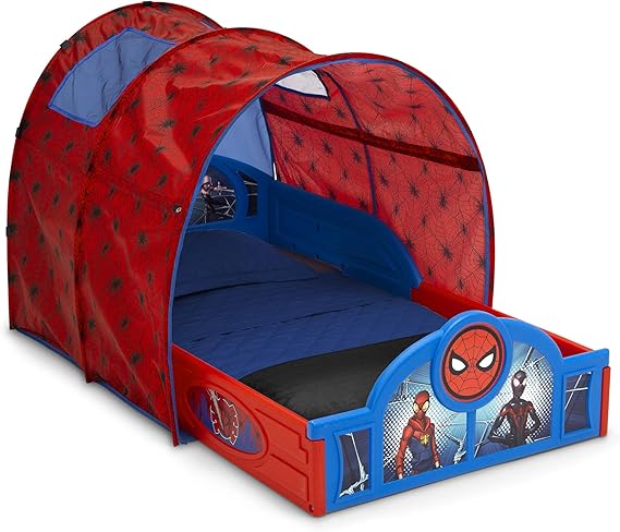 Disney Mickey Mouse Sleep and Play Toddler Bed with Tent, Blue/Red