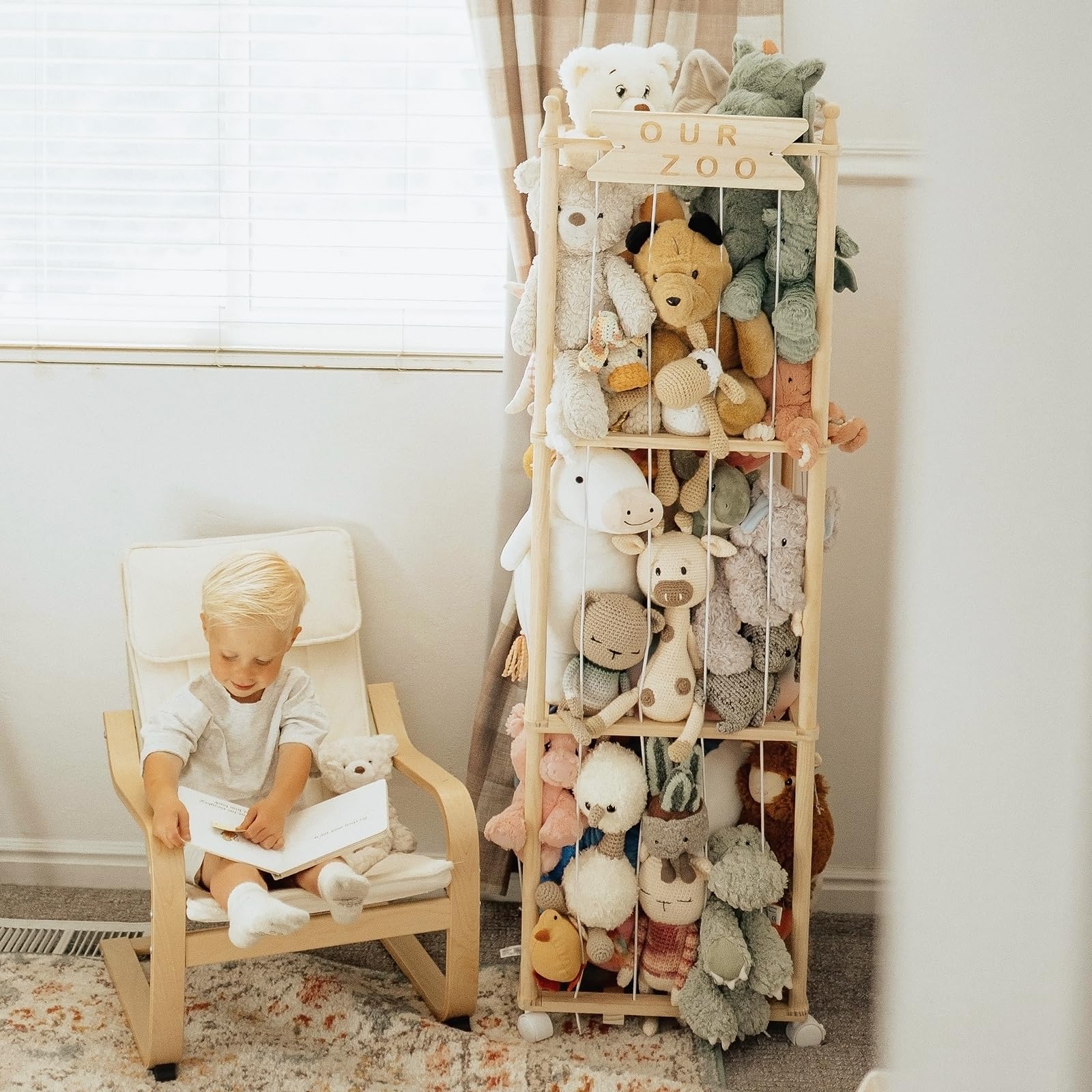 Wooden Stuffed Animal Storage Organizer 54 Inch