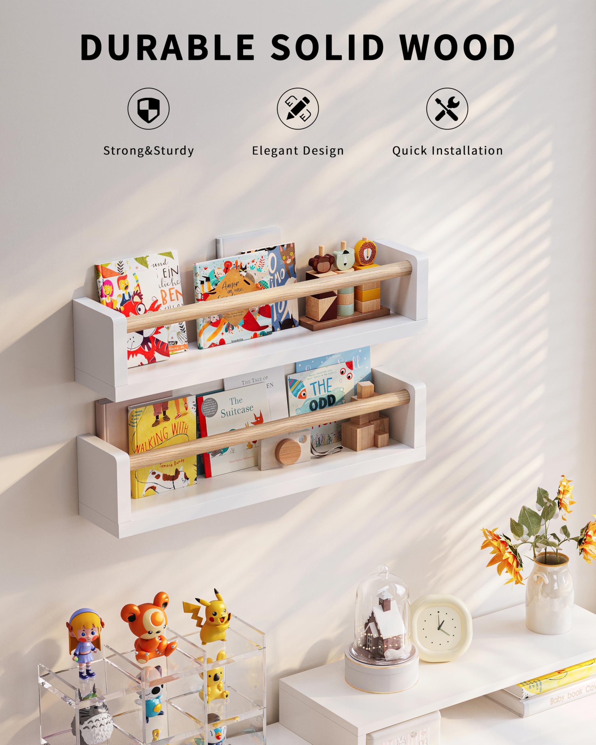 Wall-Mounted Nursery Bookshelves 4-Pack