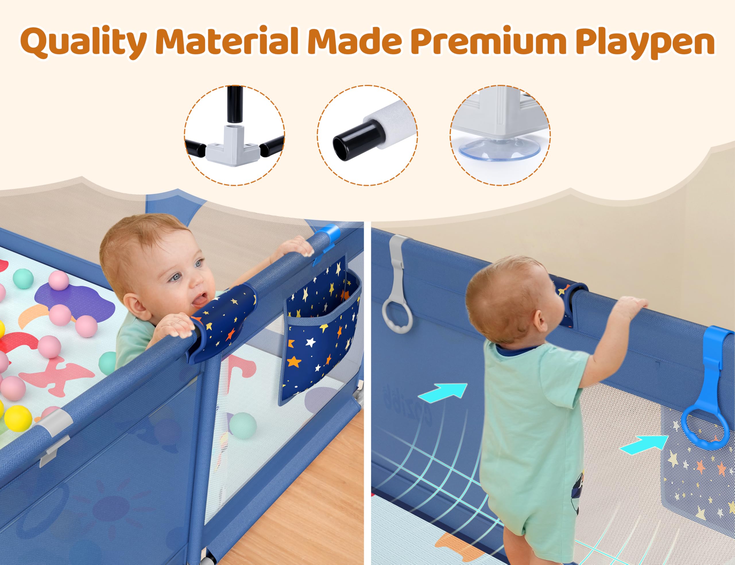 Extra Large Baby Playpen with Mat 71x59
