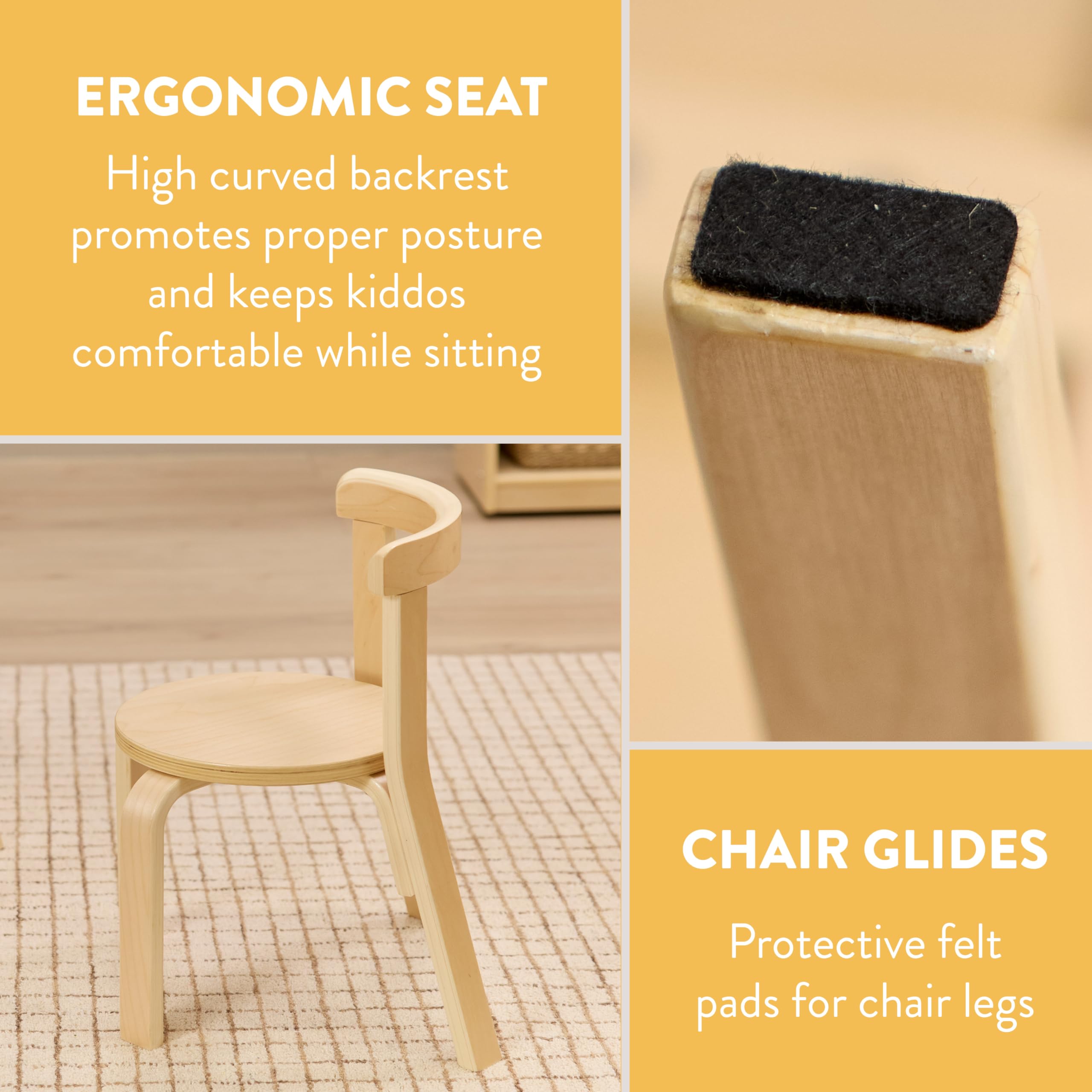 Bentwood Kids Table and Chairs Set Natural Wood 5-Piece
