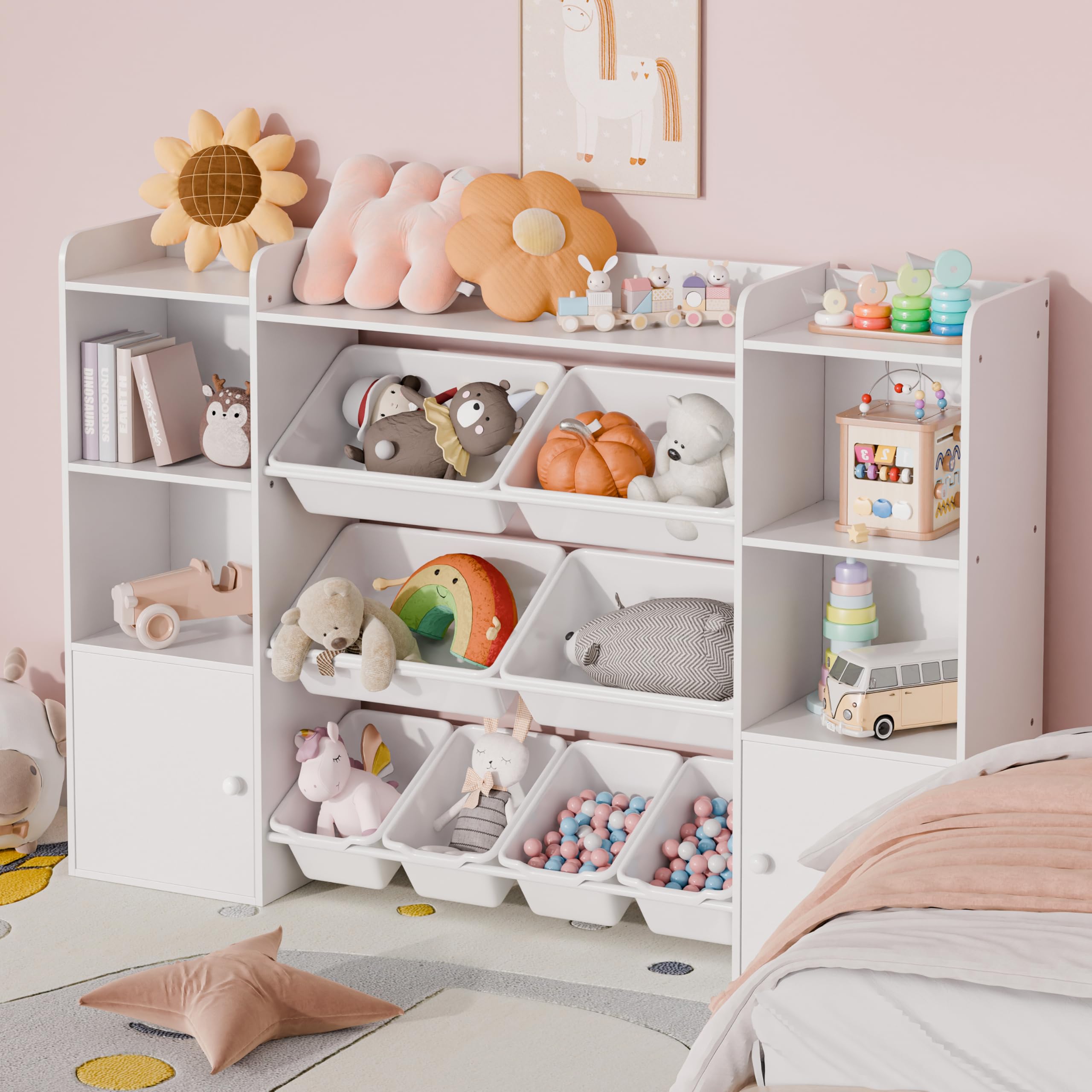 Kids Toy Storage Organizer with Bins and Bookshelf