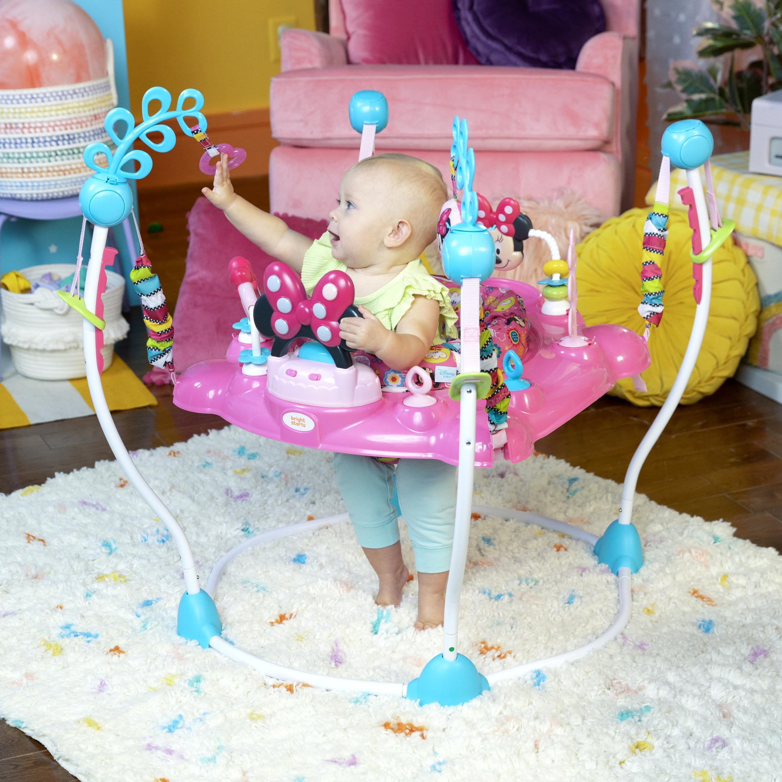 Disney Baby MINNIE MOUSE PeekABoo Baby Activity Center Jumper with 8 Toys
