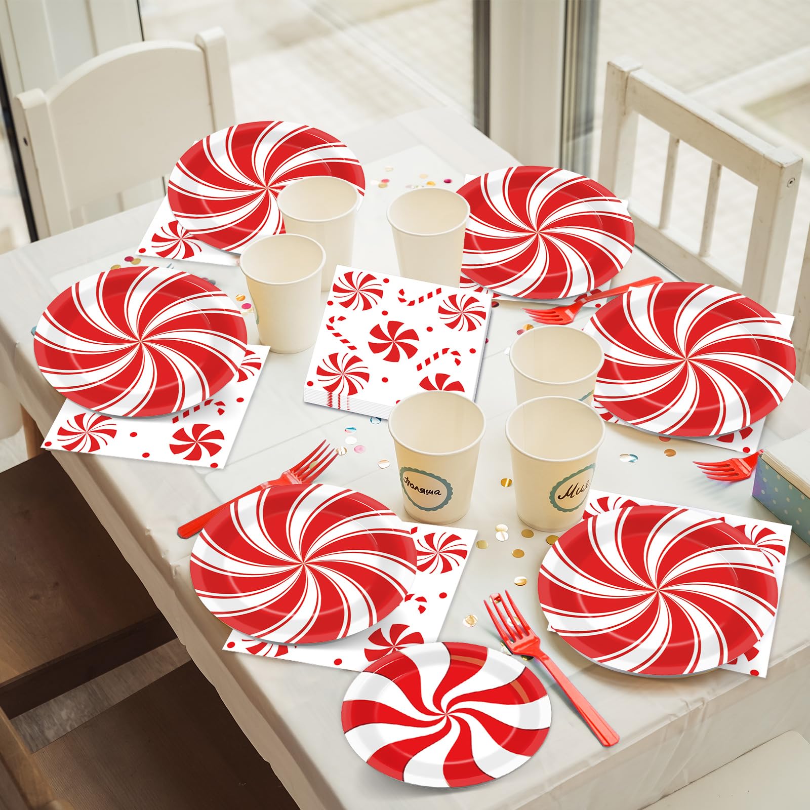 Christmas Peppermint Candy Paper Plates Party Supplies Tableware S