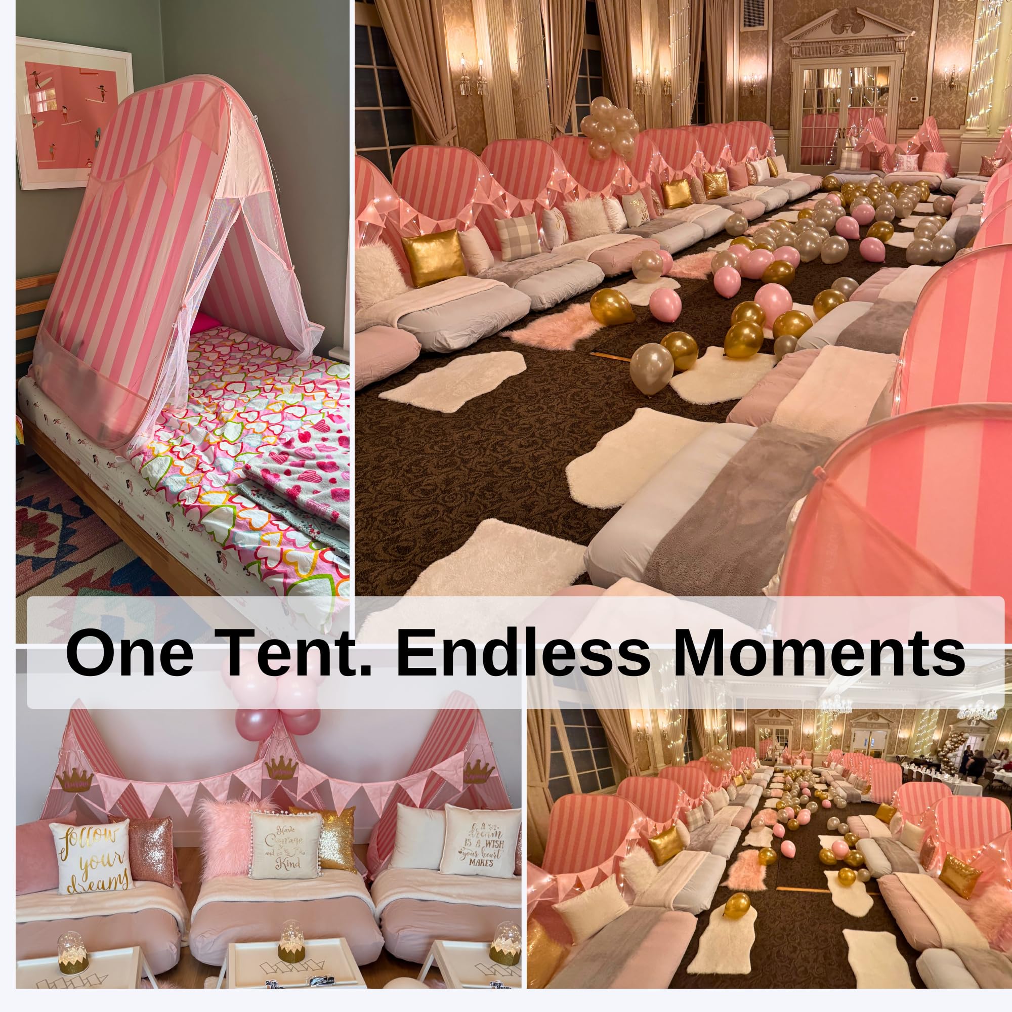 Kids Sleepover Teepee Tent with Lights and Decorations