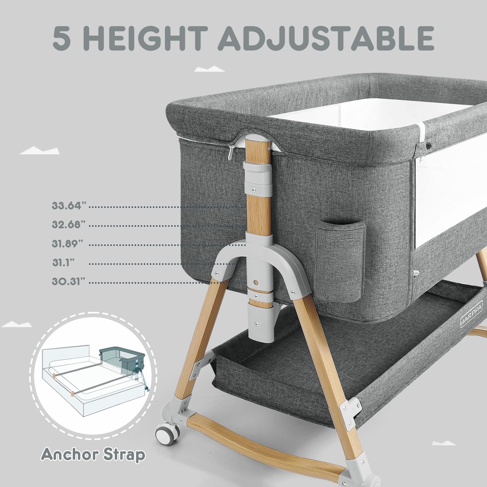3-in-1 Convertible Baby Bassinet with Wheels